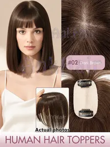 Elegant Women's Bangs Hairpiece, Top Grade Human Hair, Soft Fine Texture, 8-10 Inch, High Quality Natural Look, Perfect for Christmas