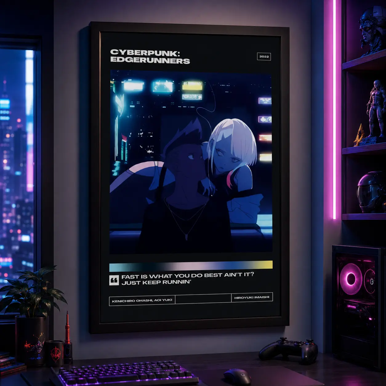 Cyberpunk: Edgerunners - Premium Poster - Minimalist Movie Poster - Vintage - Retro - Art Print, Canvas Wall Art Print, Futuristic Sci Fi Anime Decor, Neon Cyberpunk Poster for Bedroom Dorm Gaming Room Office