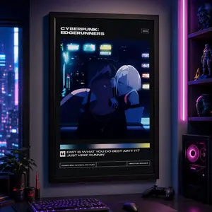 Cyberpunk: Edgerunners - Premium Poster - Minimalist Movie Poster - Vintage - Retro - Art Print, Canvas Wall Art Print, Futuristic Sci Fi Anime Decor, Neon Cyberpunk Poster for Bedroom Dorm Gaming Room Office