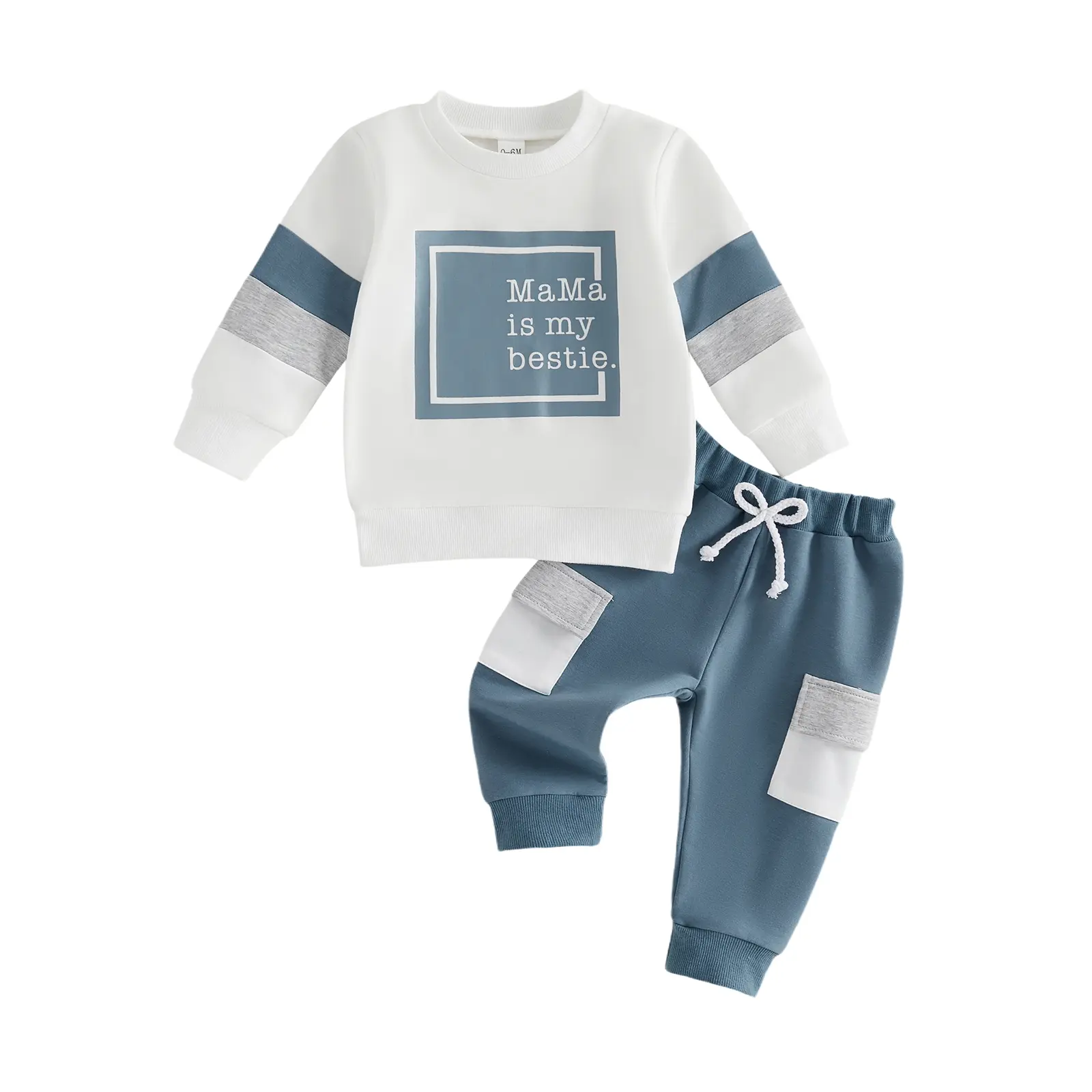 Meihuida Baby Boy Girl Clothes Toddler Infant Fall Winter Outfit Letter Print Long Sleeve Pullover Tops and Cargo Pants Set