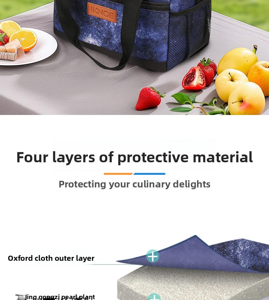 Insulated lunch bag, portable outdoor breast milk lunch bag, Oxford cloth lunch bag for bringing food to work