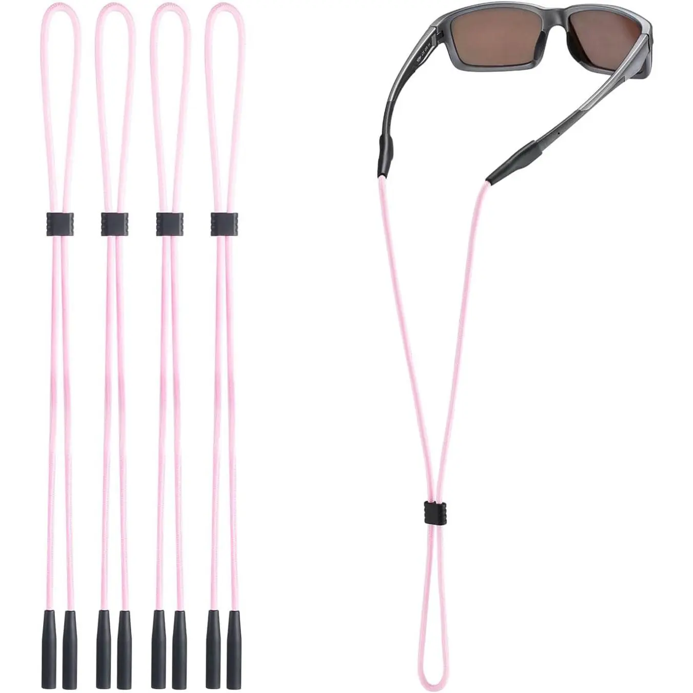 Eyeglasses Strap Holder, Glasses Strap - Eye Glasses Holders Around Neck - Adjustable Sunglasses Straps String for Men Women Kids - Eyewear Retainer Cord Chain Lanyard (4pcs Pink)