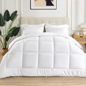 Full/Queen Comforter,Quilted Duvet All Season Down Alternative Bedding Duvet Insert Soft Breathable Microfiber 200gsm with 8 Corner Tabs Easy Care White