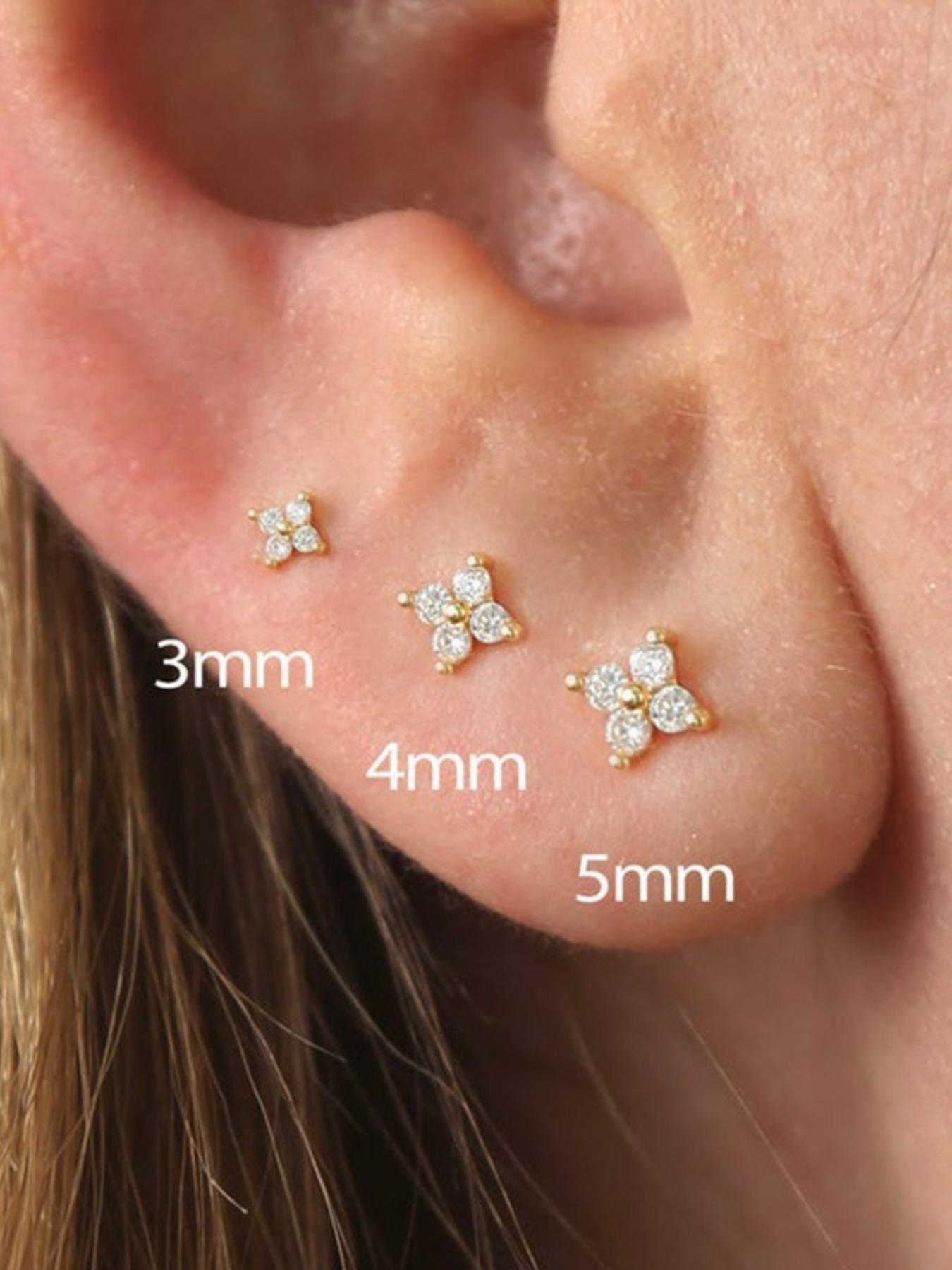 Tiny Gold Clover Design Stud Earrings, Fashionable Earrings for Women & Girls, Trendy All-match & Exquisite Jewelry for Birthday Gift