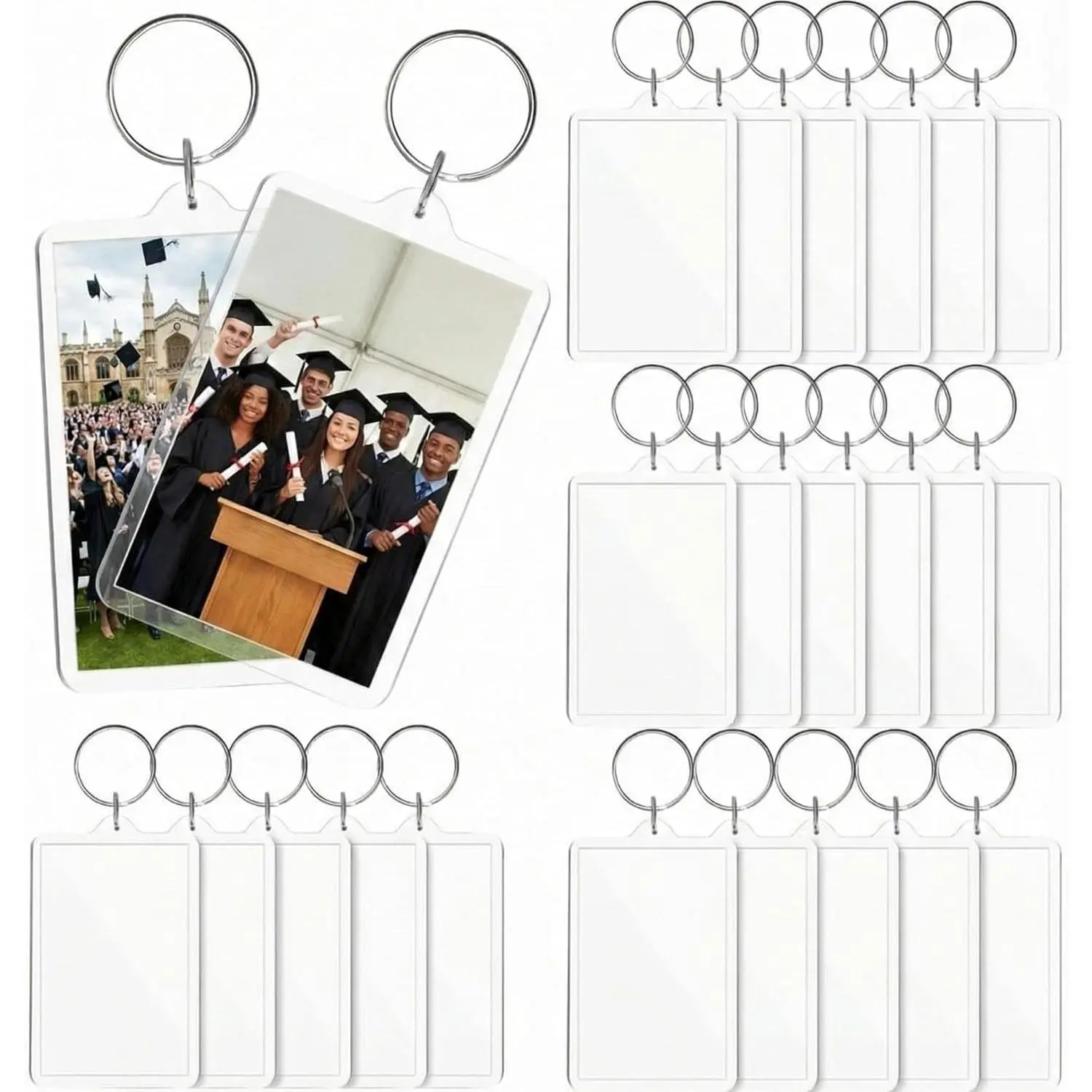 Picture Frame Keychain Acrylic Clear Rectangle Photo Keychain Blanks