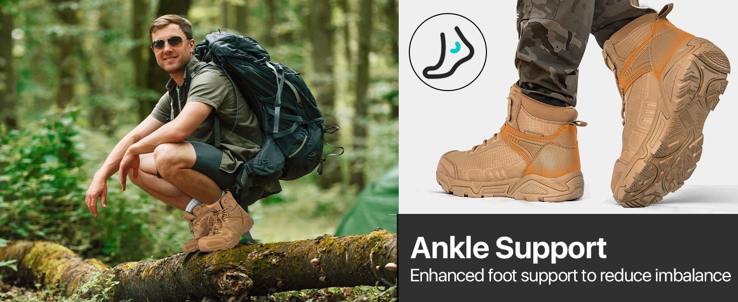 FREE SOLDIER Men's Waterproof Tactical Work Boots Lightweight Comfortable Combat Hiking Boots