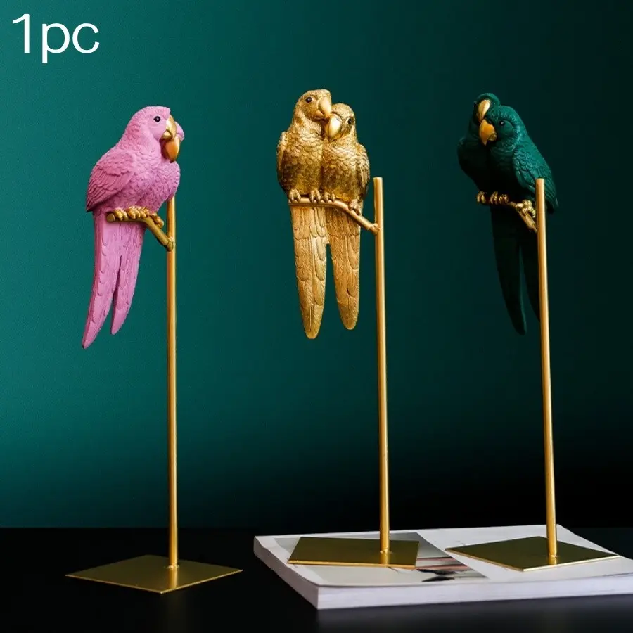Couple Parrot Resin Figurine, Living Room TV Stand Decor, Home Ornament, Entryway Craft Display, Unique Couple Gift Idea, Animal Resin Figurine