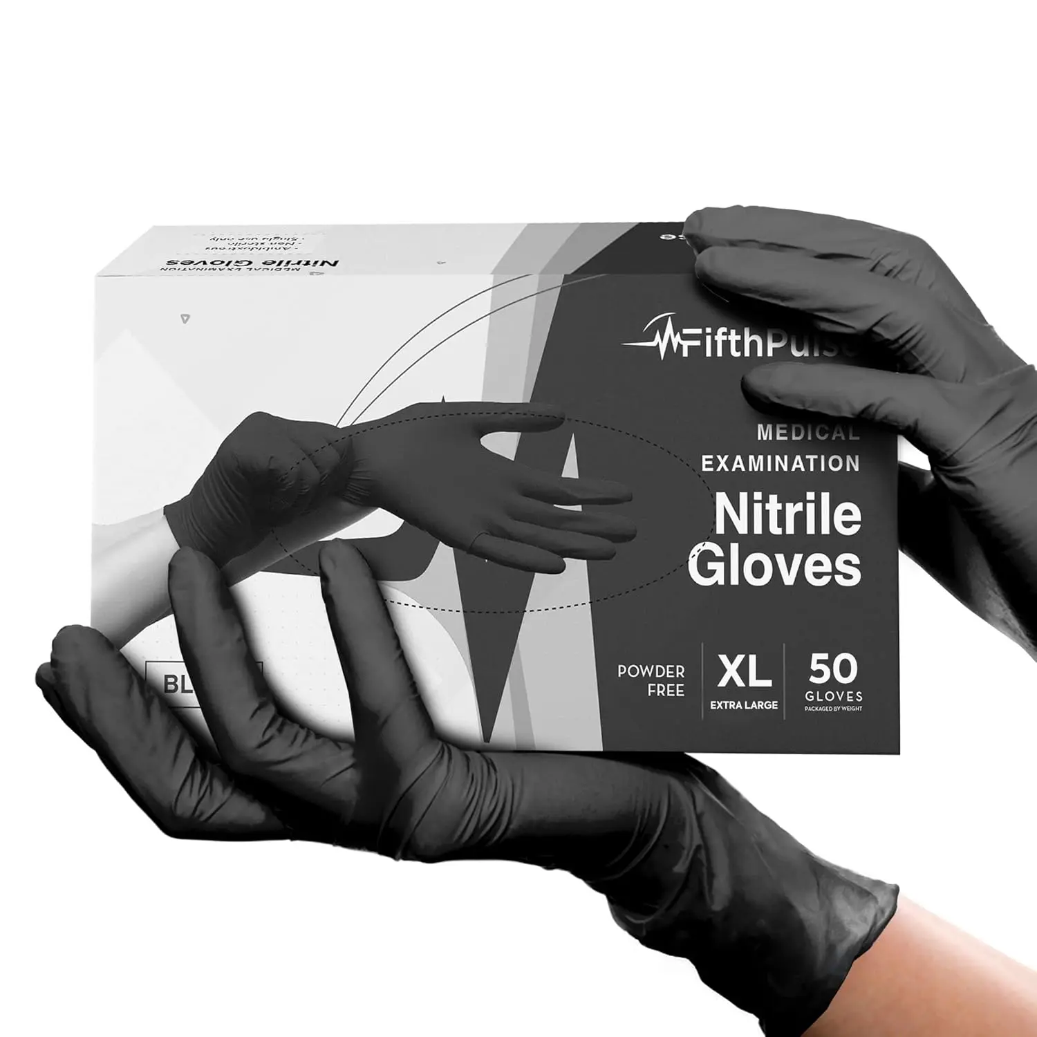 Black Gloves Disposable Latex Free X Large, 50 Count and Dental Grade Surgical Gloves Powder Free Nitrile Gloves X Large 3 Mil Thickness