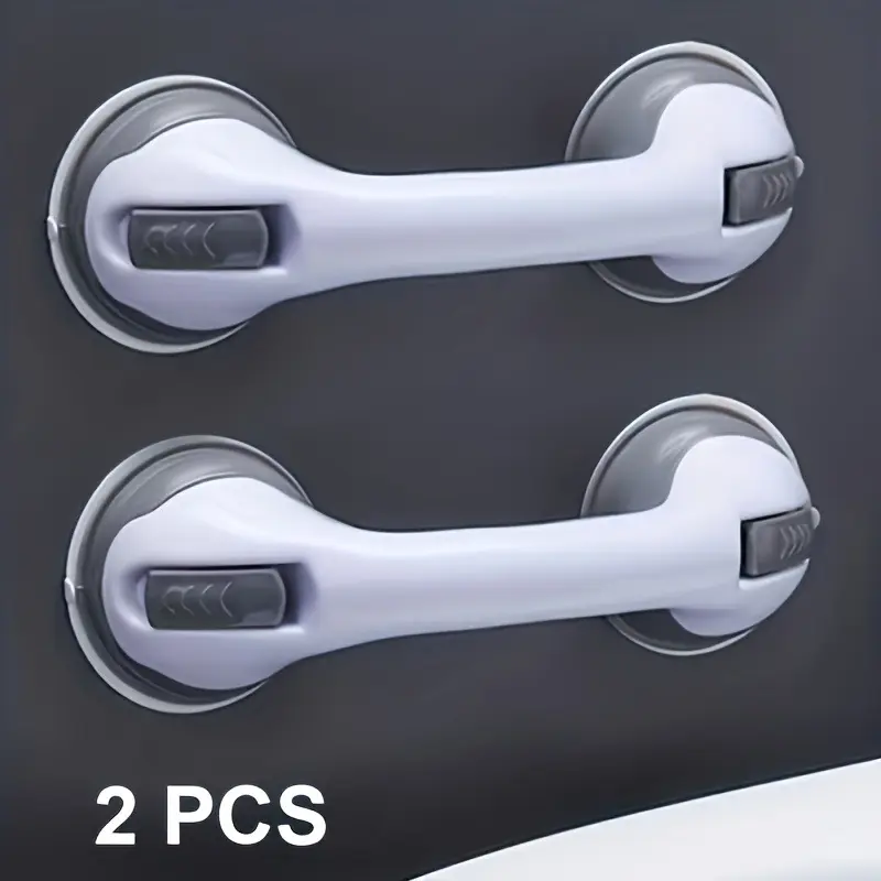 2-piece bathroom handrail without holes - Strong suction cup anti-slip handrail - Elderly toilet safety handle - Shower anti-fall handrail rod - Adjustable height universal type Home Interior (vacuum suction / no installation)