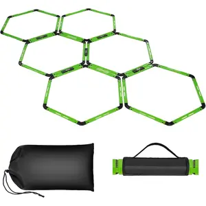 Hex Agility Rings Speed Rings with Carrying Bag 6 Set Portable Hexagon Rings, Agility Ladder for Agility Footwork