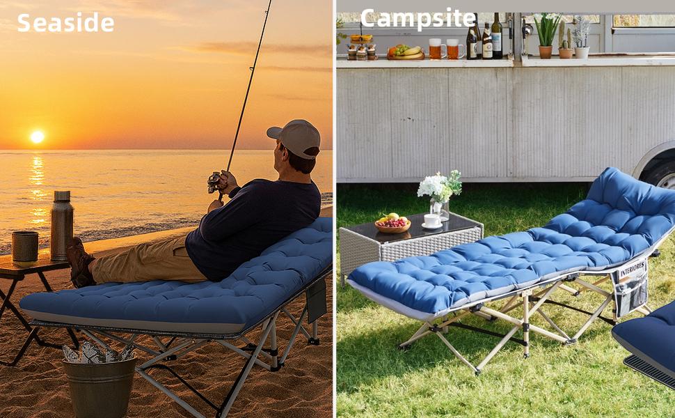 Heavy Duty Camping Cot for Adults with Mattress, 10-Leg Portable Folding Cot Bed, Extra Stable Sleeping Cot for Camping, Travel, Tent & Indoor Guest Use, 500 lbs Capacity