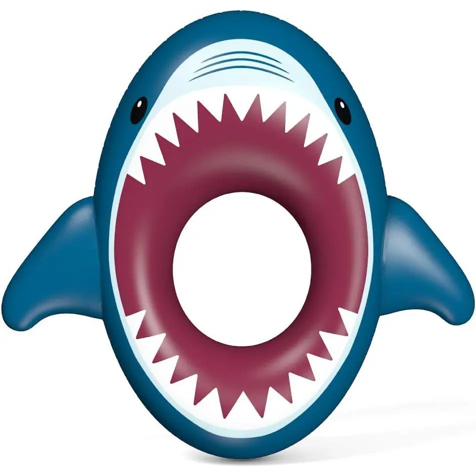 Inflatable Shark Pool Float for Kids & Adults - Summer Beach Swimming Pool Tube Inflatables, Ride-on Pool Party Raft Lounge Toys, Water Fun Shark Floaties