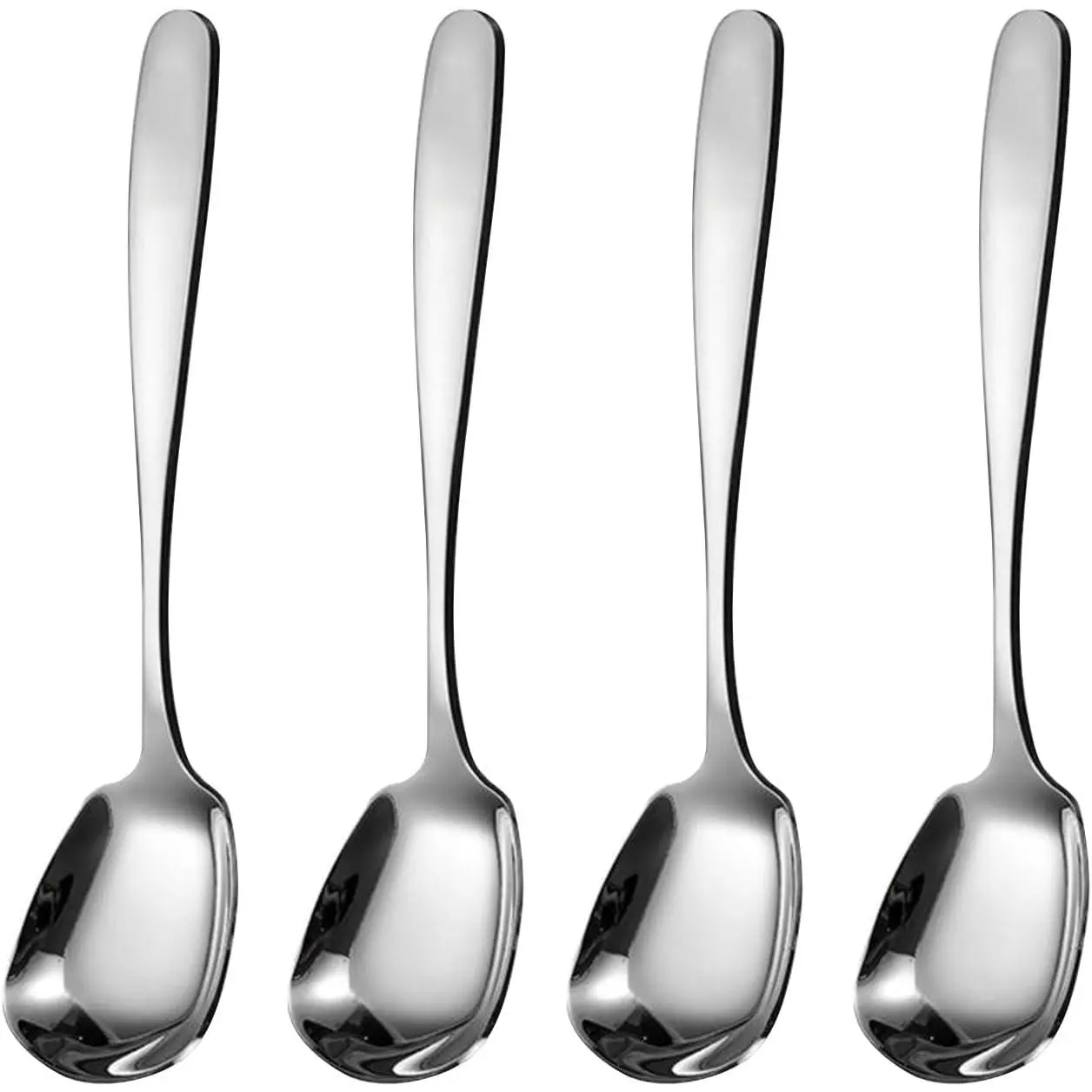 Square Head Spoons, Korean style Square Sugar Spoon,Thick Heavy Stainless Steel Soup Spoons Table Spoons Flat Square Spoon,7 Inch,Set of 4