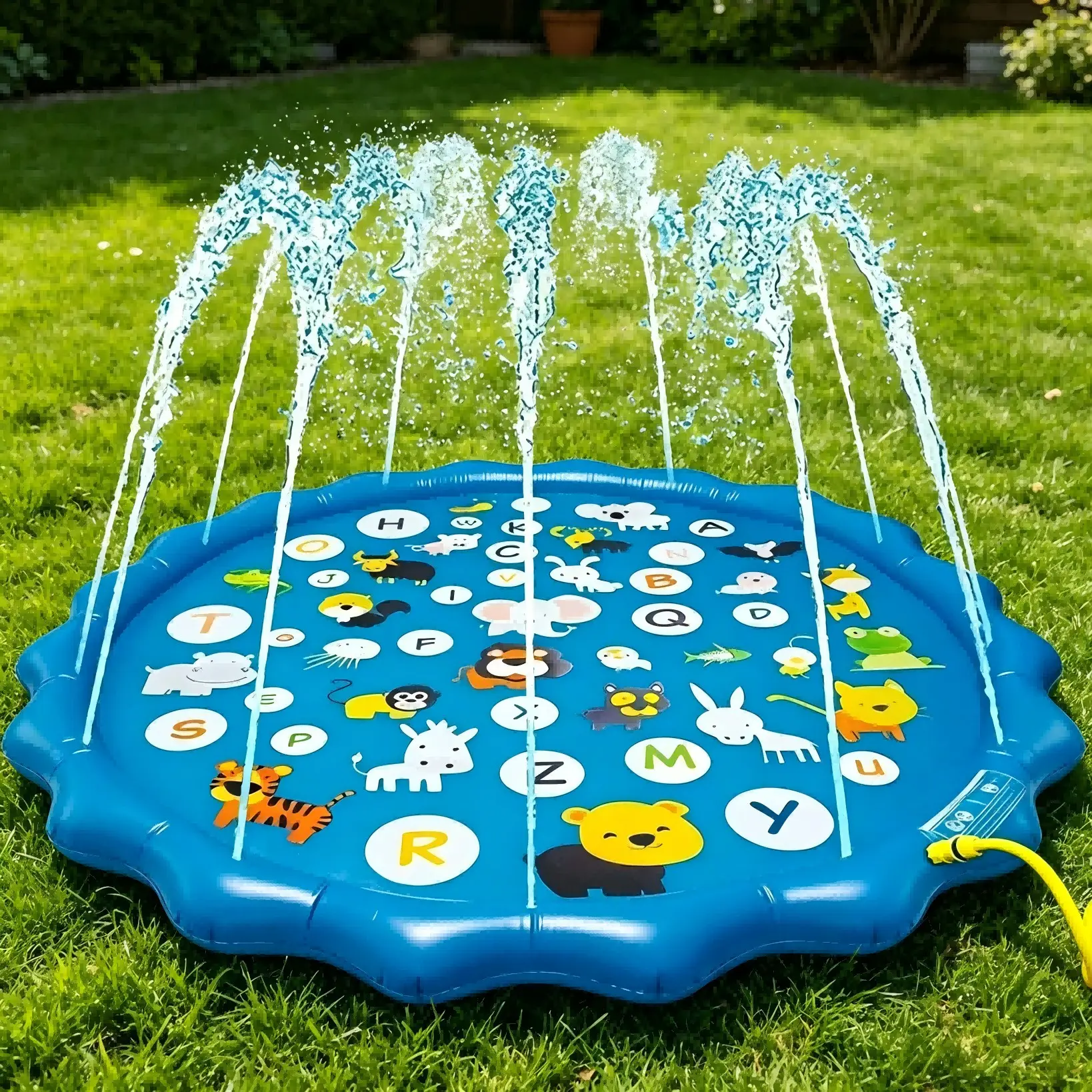 Extra Large 40-Inch Thick PVC Water Sprayer, Portable Foldable Inflatable Splash Pad, Kiddie Inflatable, Ideal Summer Cooling Toy for Kids Play, Outdoor Play, Lawn Entertainment and Summer Fun