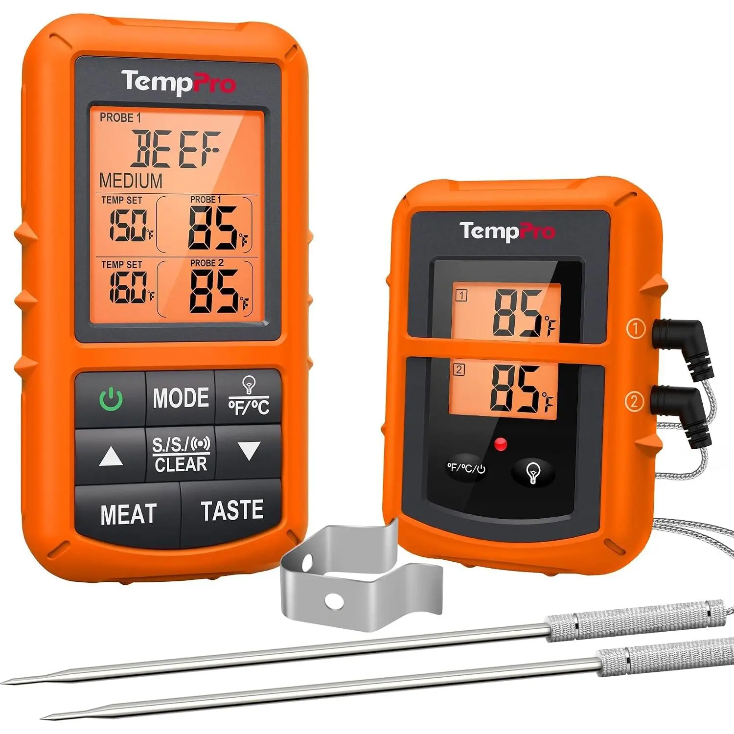 TempSync 500FT  Meat Thermometer for Grilling and  | RF Technology, 2 Probes, Alarms, Large Backlit LCD Display,  BBQ Kitchen  Thermometer for Meat Turkey Cooking