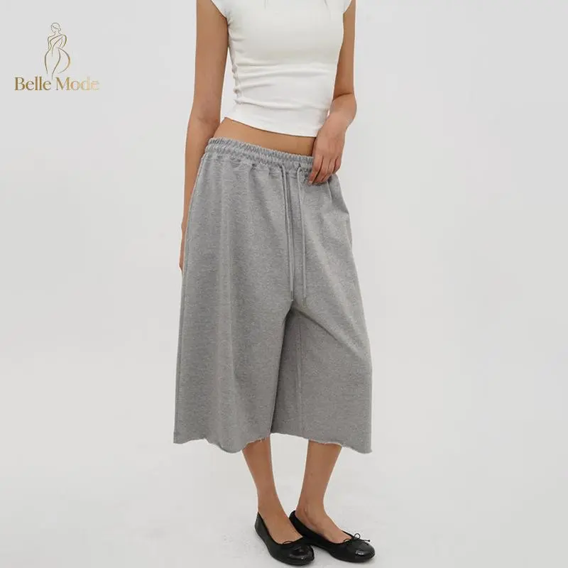 Women's Polka Dots Capri Sweatpants Y2k Wide Leg Drawstring Below Knee Baggy Shorts Jorts