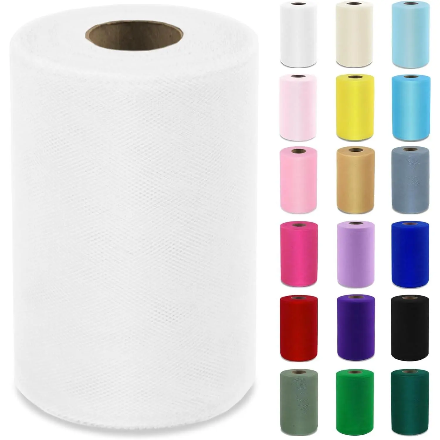 6 Inch X 100 Yards (300ft) White Mesh Tulle Fabric Roll Ribbon for Gift Wrapping, Tutus, Wedding, Party Decorations, DIY Crafts