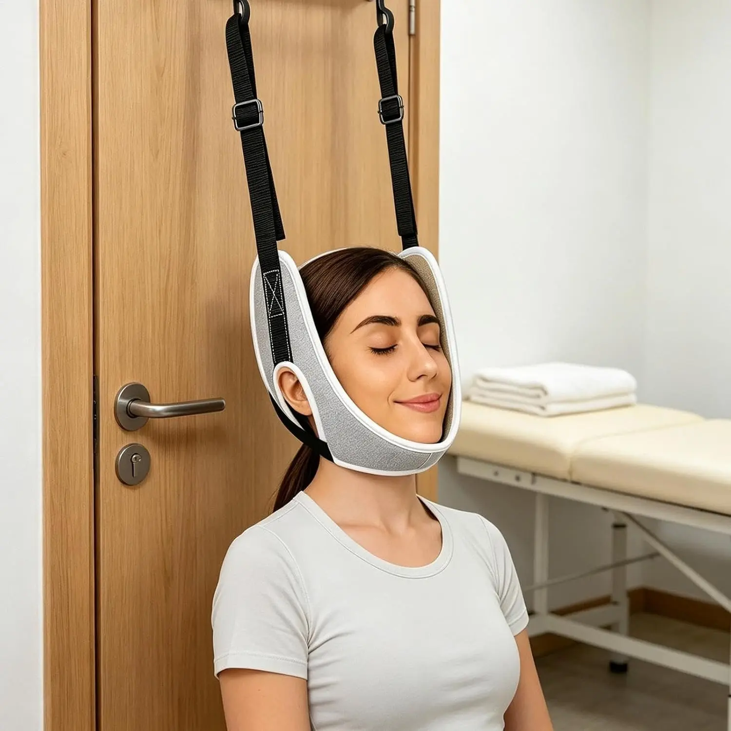 Home Door Mount Cervical Neck Traction Sling, 3 in 1 Neck Decompression Support Strap, Neck Pain Relief & Muscle Stretch, Comfortable Design, Neck Brace