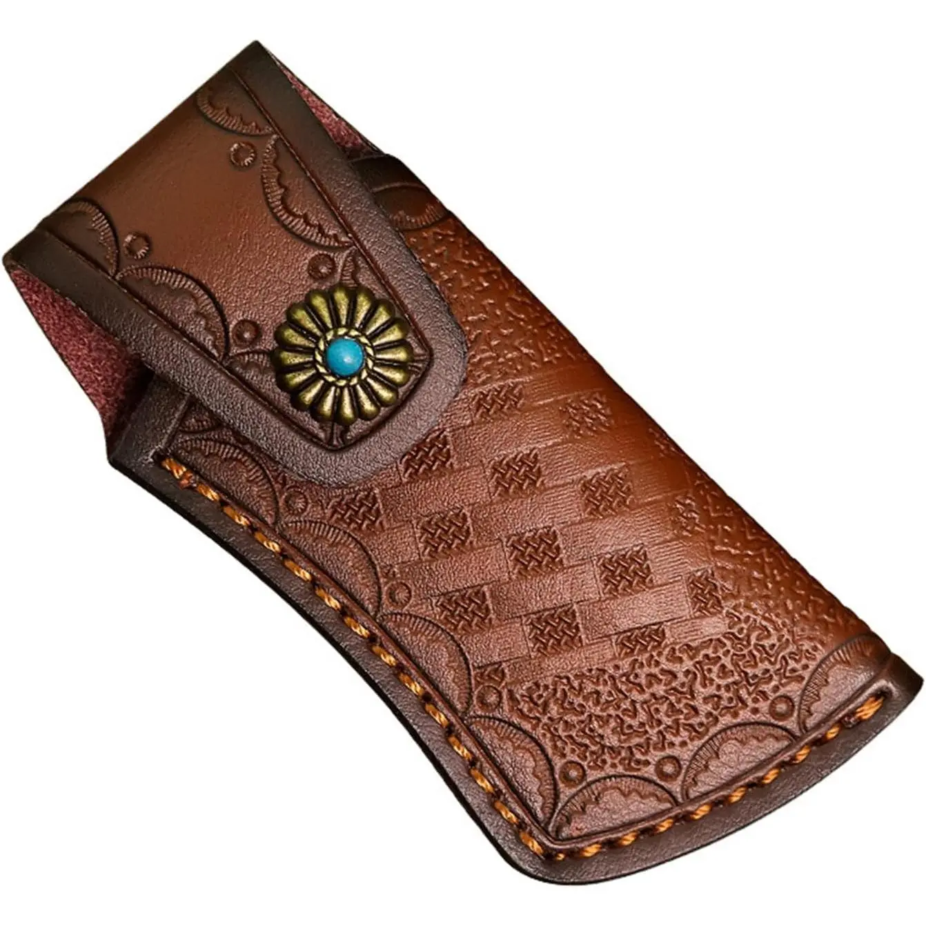 Leather Pocket Knife Sheath, Folding EDC Knife Holder with Belt Loop, Portable Knife Pouch Holster for Outdoor Camping