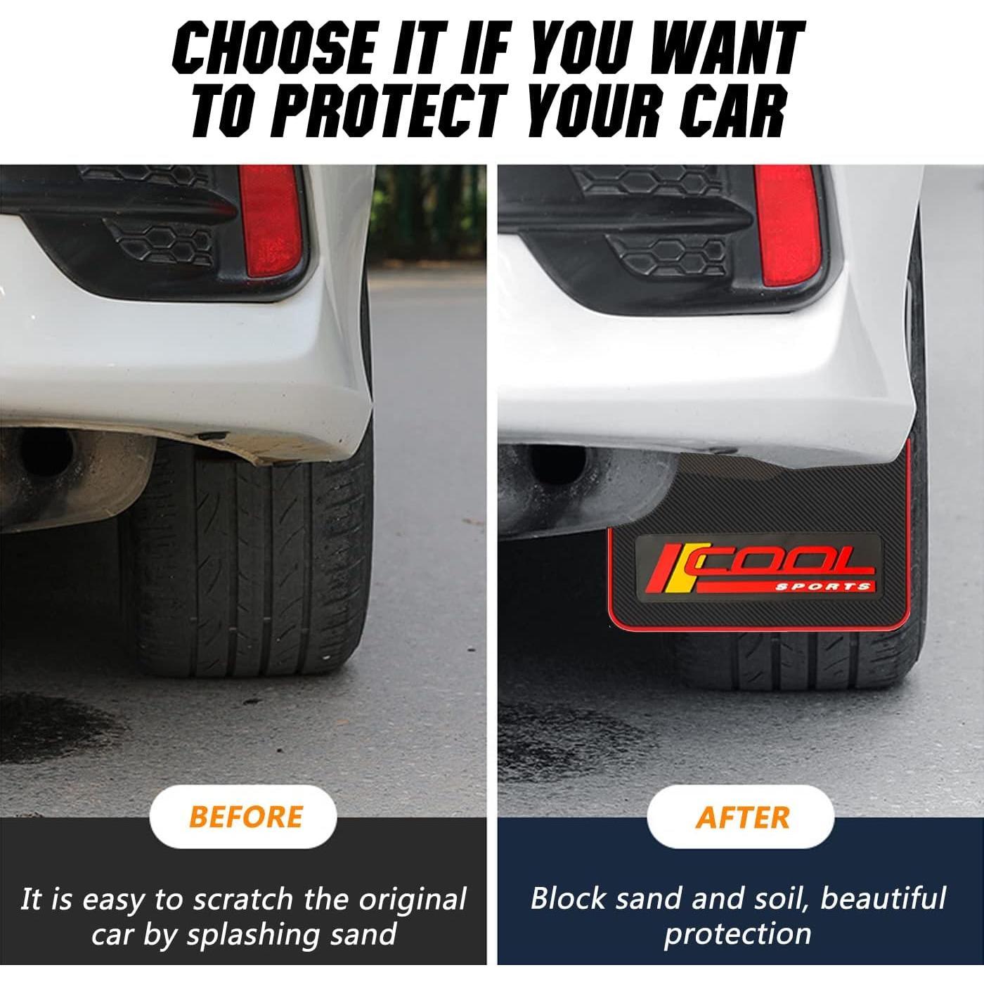 Universal Mud Flaps Fits  SUVs/MPVs, Not Full-Size SUVs- Standard Size 4- Soft Glue Fenders Splash Guards Set, Heavy Duty Flexible Mudflaps, Dirt/Slush Protection- Black with Logo Cool