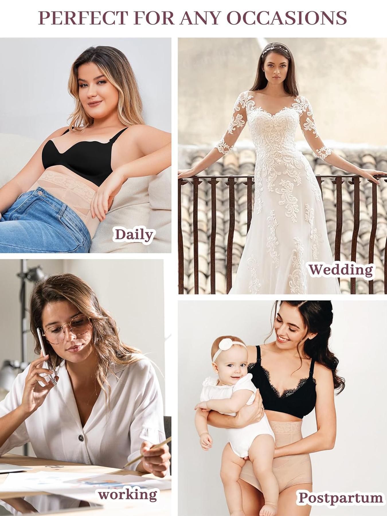 Women's High Waist Contrast Lace Shapewear Panty, Breathable Comfortable High Stretch Mesh Fabric Shaper, Tummy Control Butt Lifter, Ladies Shapewear Bottoms, Belly Control Underwear