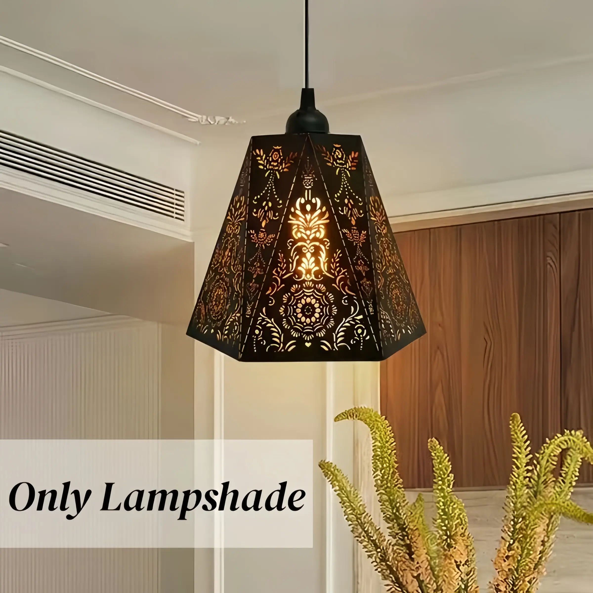 Vintage Farmhouse Style Floral Cutout Lamp Shade, Matte Hexagonal Lantern Cover, Light Covers, Ambient Light Decor for Apartment/sleepover/bistro
