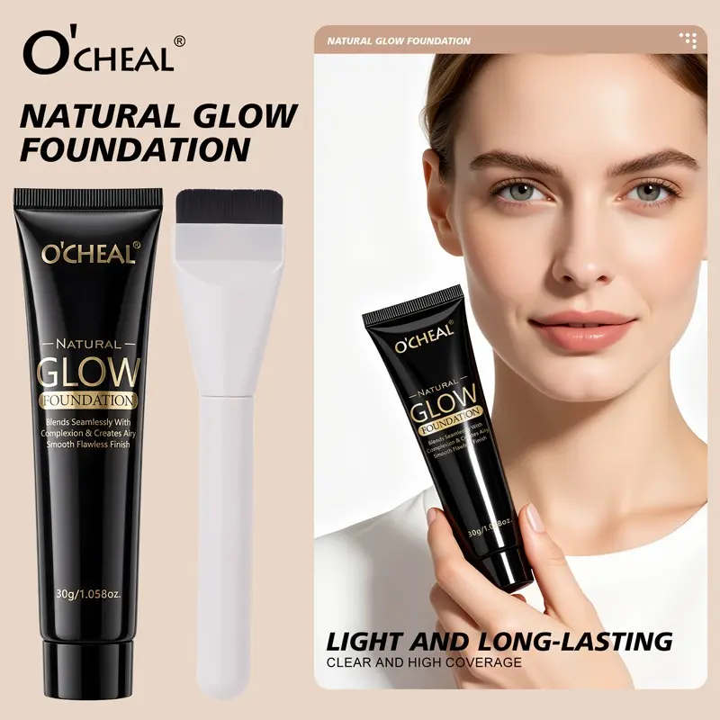 Natural Soft Light Foundation Liquid, Lightweight Moisturizing Long-Lasting Concealer, Achieve Natural Radiant Glow Bare Makeup Base