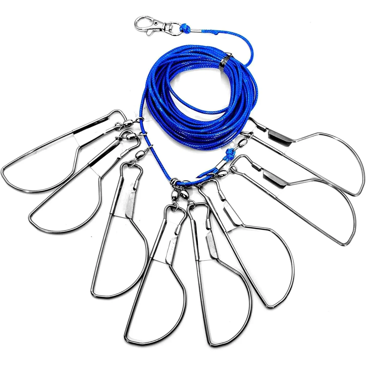 16 ft Fishing Stringer Fish Holder for Caught Fish, with 8 Stainless Steel Swivels Snaps Lock and Heavy Duty Ground Spike, Fishing Gear for Trout Bass Salmon Walleye