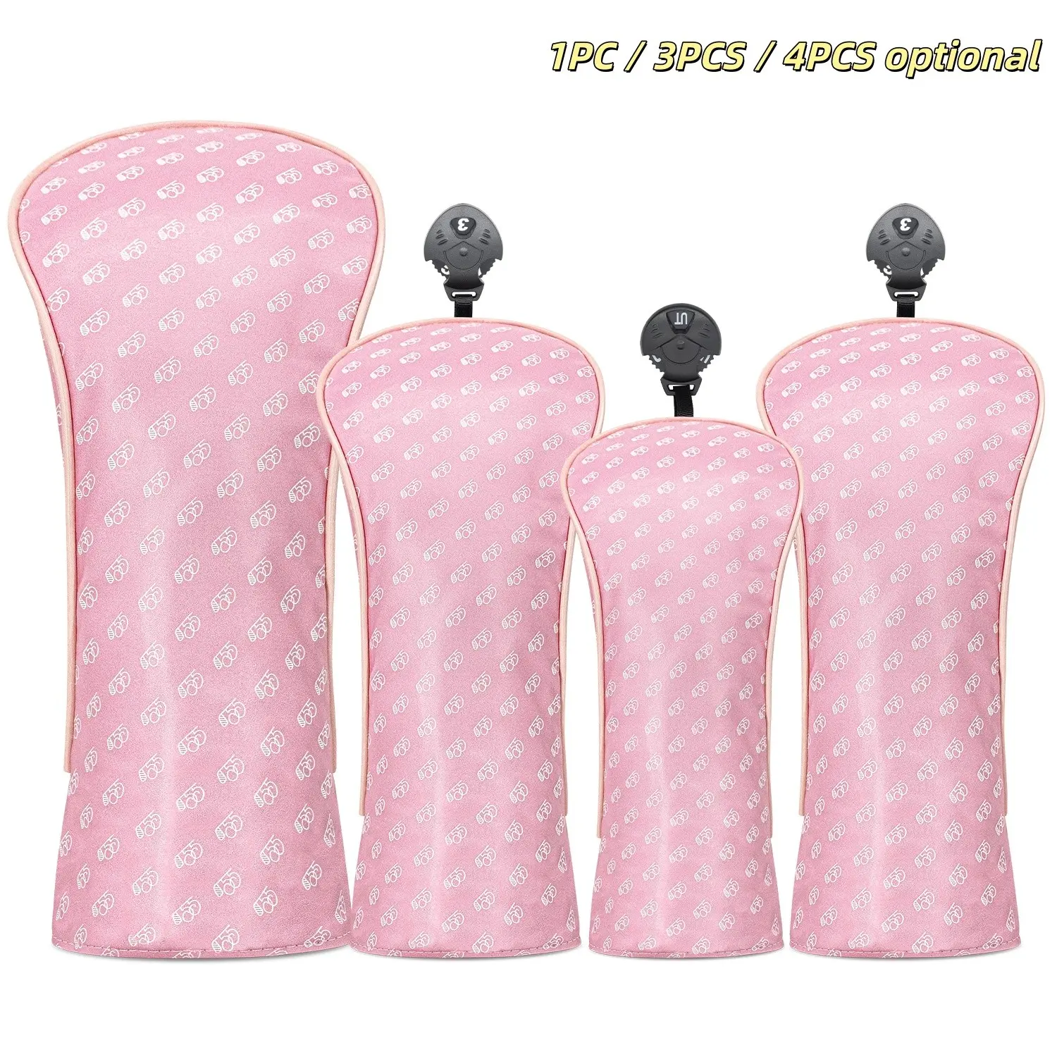 Golf Headcovers Set, 1pc/4pcs for Driver, Fairway Wood & Hybrid Clubs, Double Elastic Bands, Soft Velvet Lining, Universal Fit, Golf Accessory
