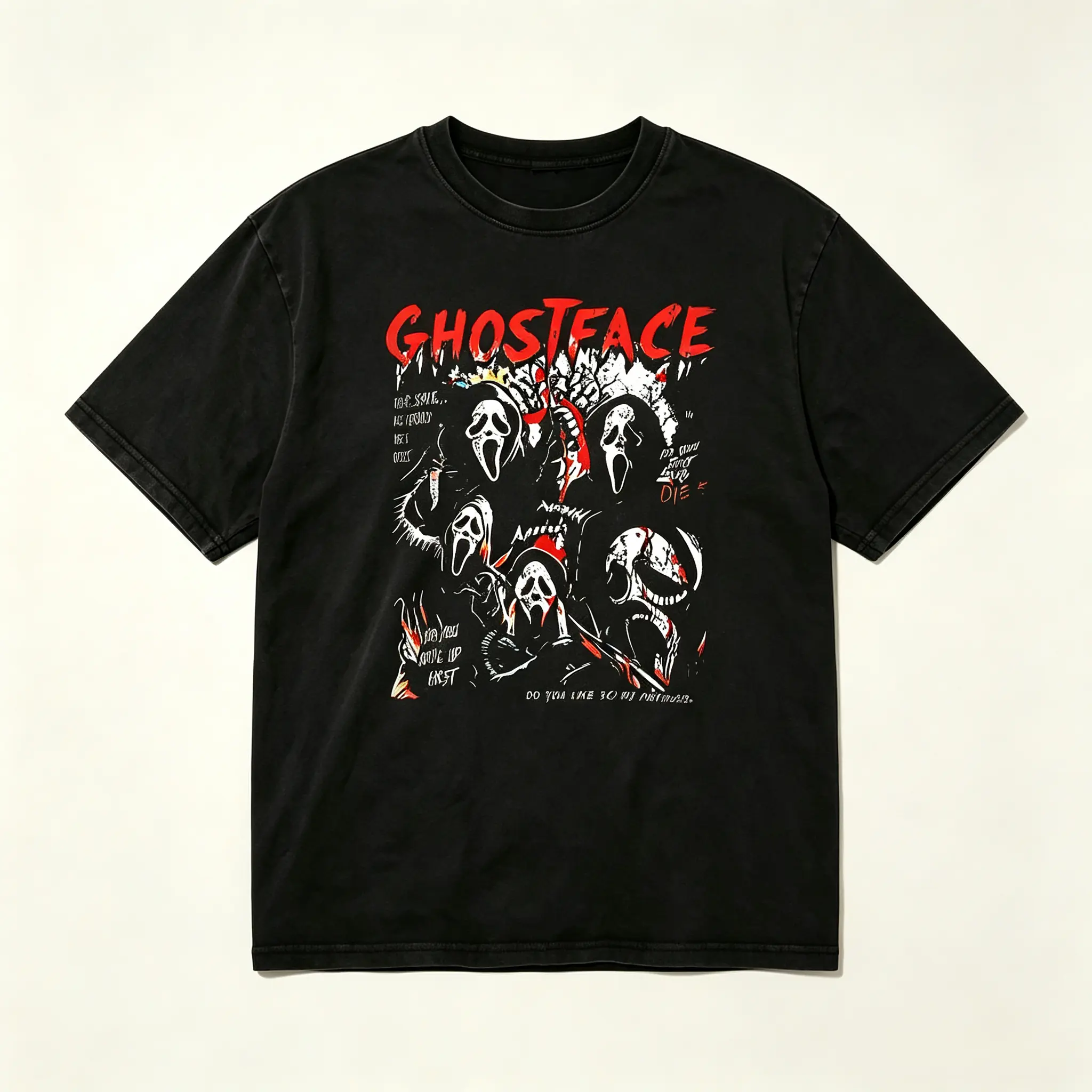 Ghostface Graphic T Shirt |   Horror Movie Inspired Tee |   Halloween Shirt |   Vintage Scary Print Short Sleeve Top