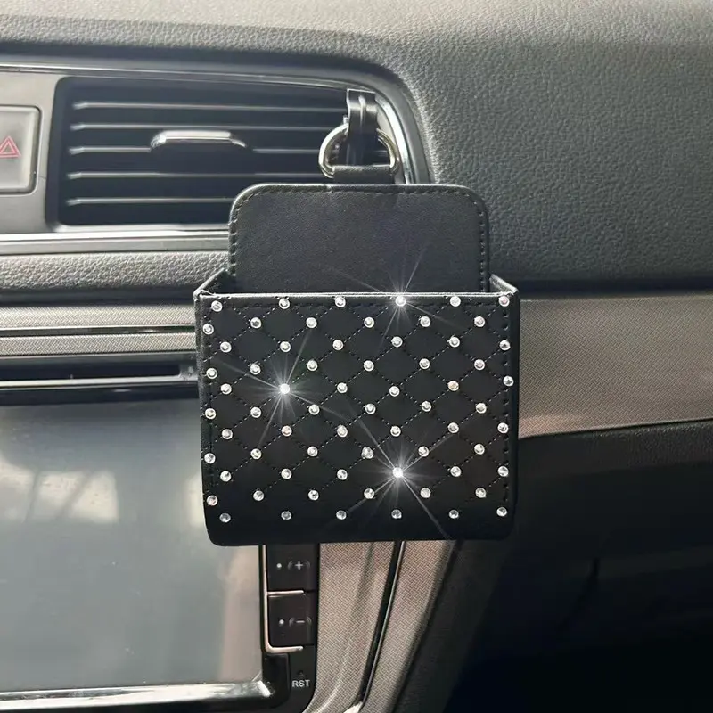 Elegant Car Air Vent Organizer Box, Rhinestone Decorated, Auto Interior Organizers, Car Organization Accessories, Stylish Storage Solution for Car Ac Vents, Perfect for Organizing Small Items