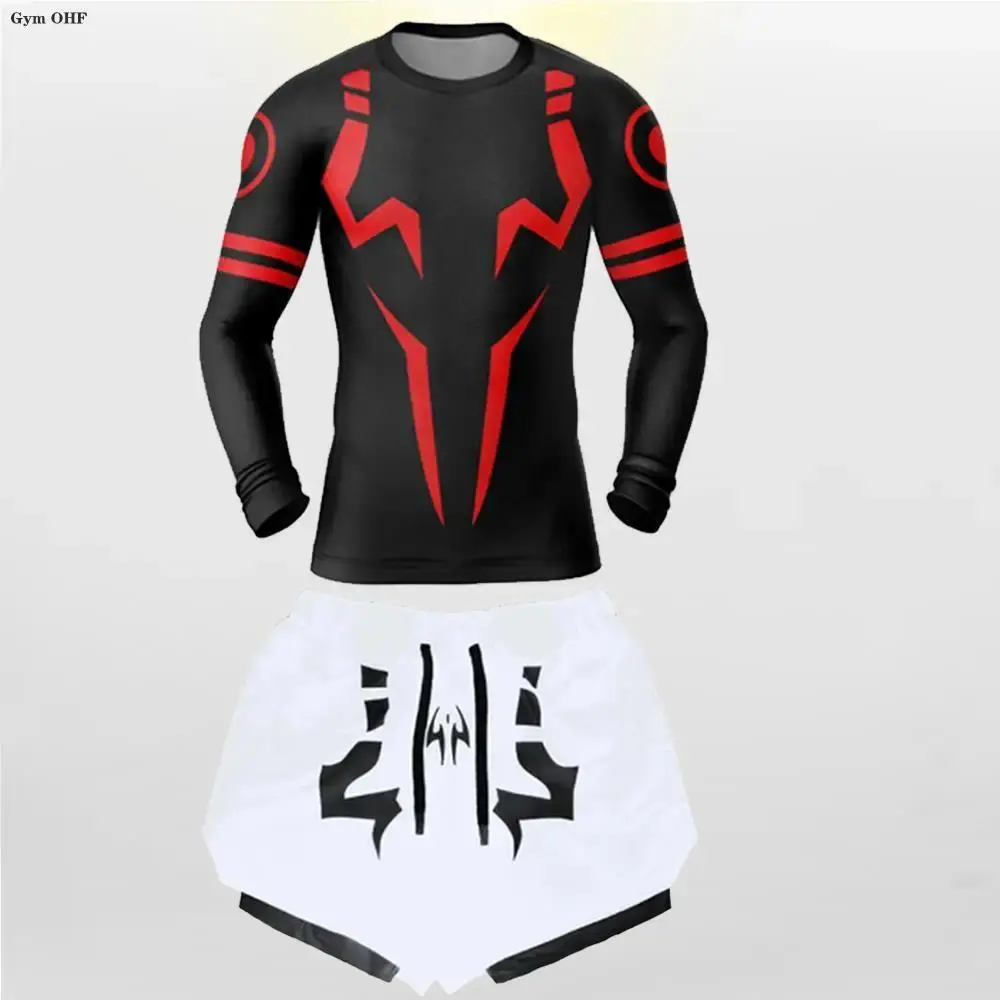 Jujutsu Kaisen Activewear Set, Male Rash Guard & 2-in-1 Shorts, Polyester Compression Gear for MMA, Running, Sizes S-XXL, Martial Arts, 2-In-1 Shorts Set, 2-Piece-10