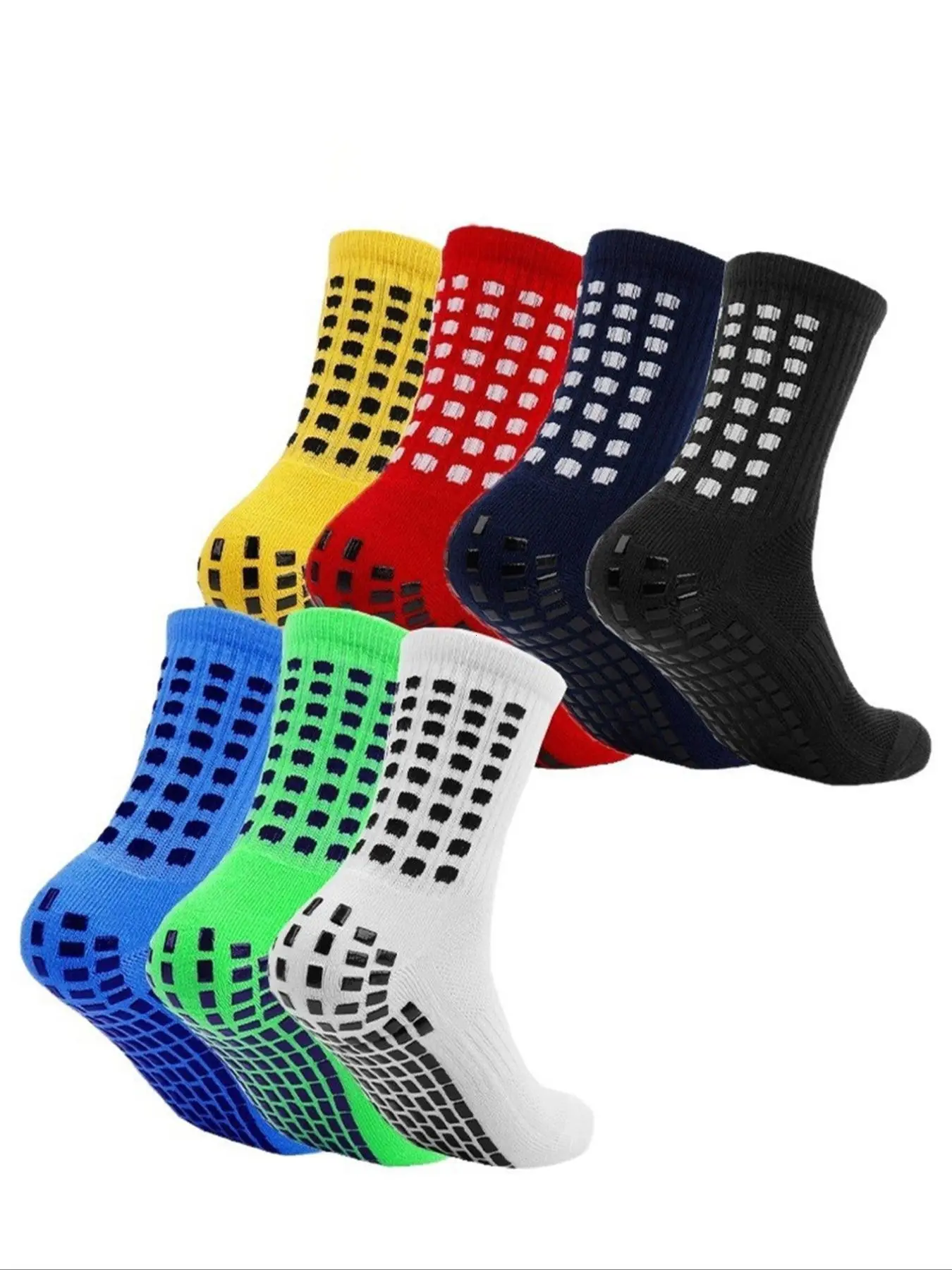 7 Pairs Men's Breathable Basketball Socks, Non-Slip Adhesive Bottom, Thick Towel Sole, Outdoor Running Fitness Soccer Socks, Sports Training Socks, Athletic Socks, Grip Sports Socks