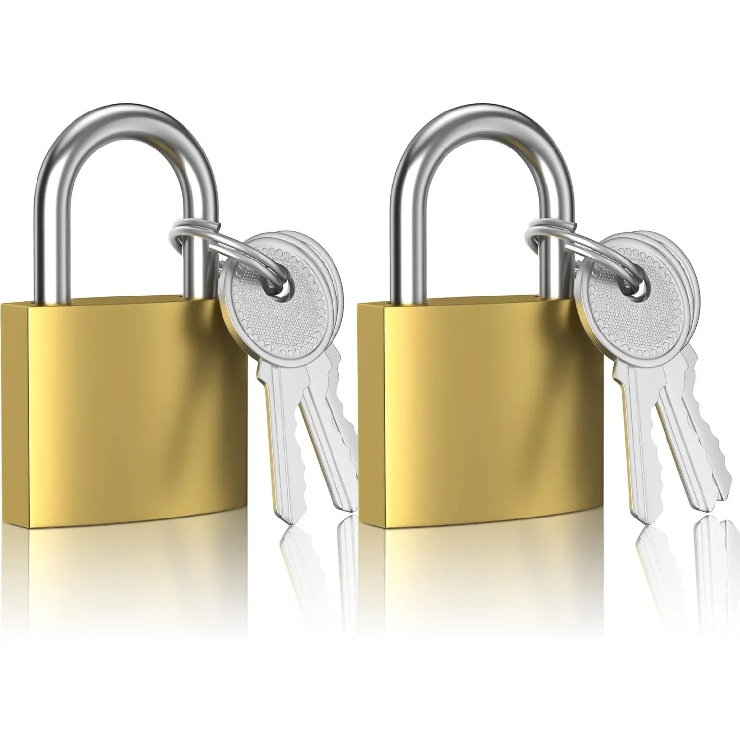 XFJSAK 2-Pack 32mm Gold Small Keyed Padlocks, Hardened Alloy Compact Locks Includes Keys for Luggage Use