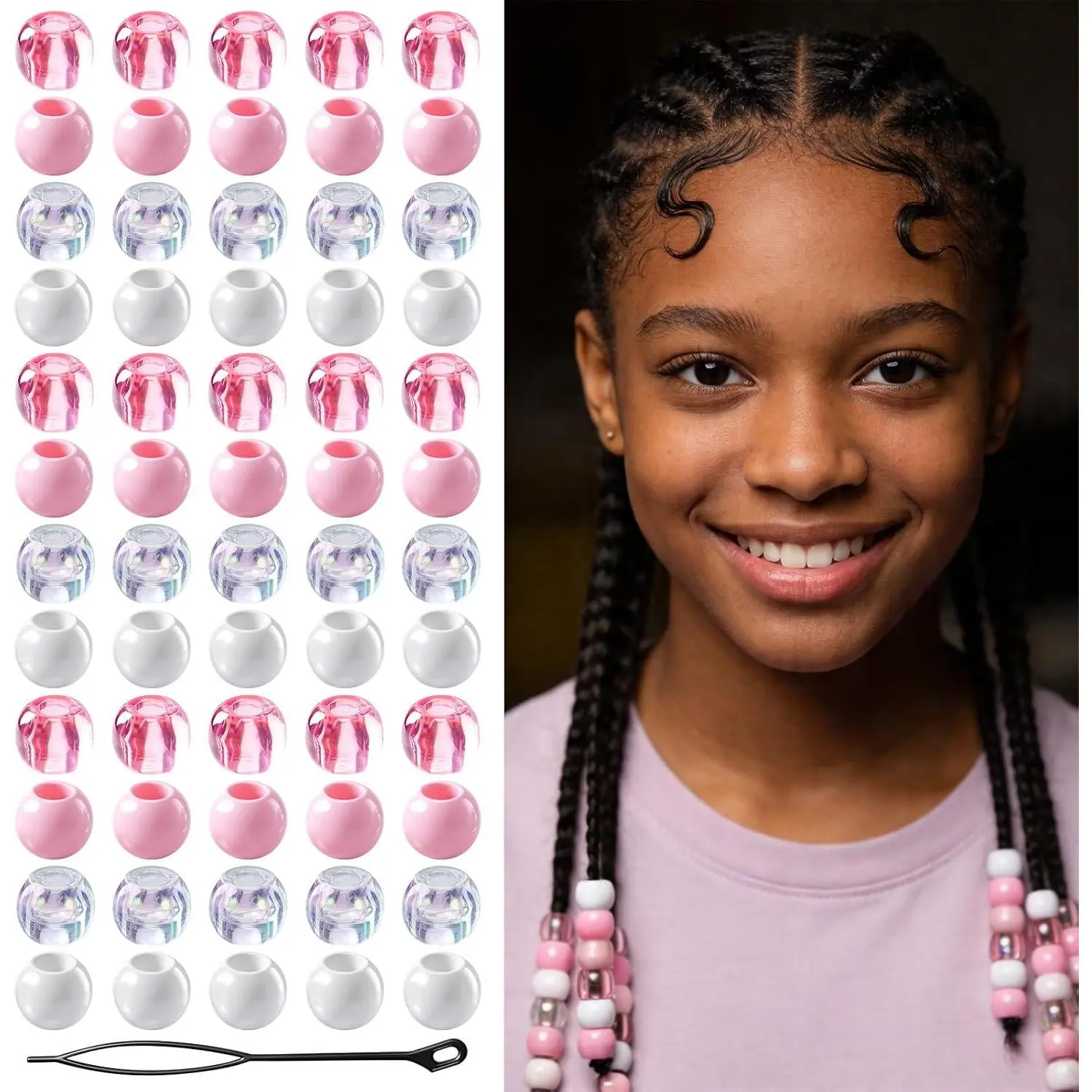 60 count  Hair Beads for Braids,  Hair Beads for  Girls Cute Small Hairs Bead, Loc  Bead with 5mm Hole