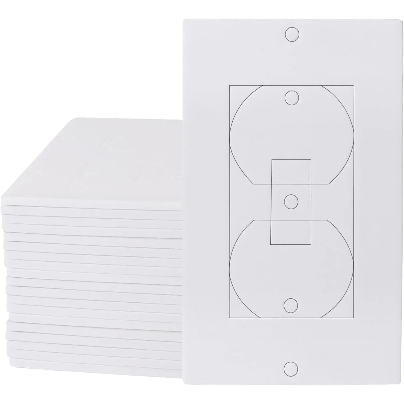 Outlet Insulators Draft Sealers - 4 Sizes EVA  Socket Insulation Gaskets |  Electric  Wall Plate Covers for , Draft Blocking (White, Single 20 Pack)