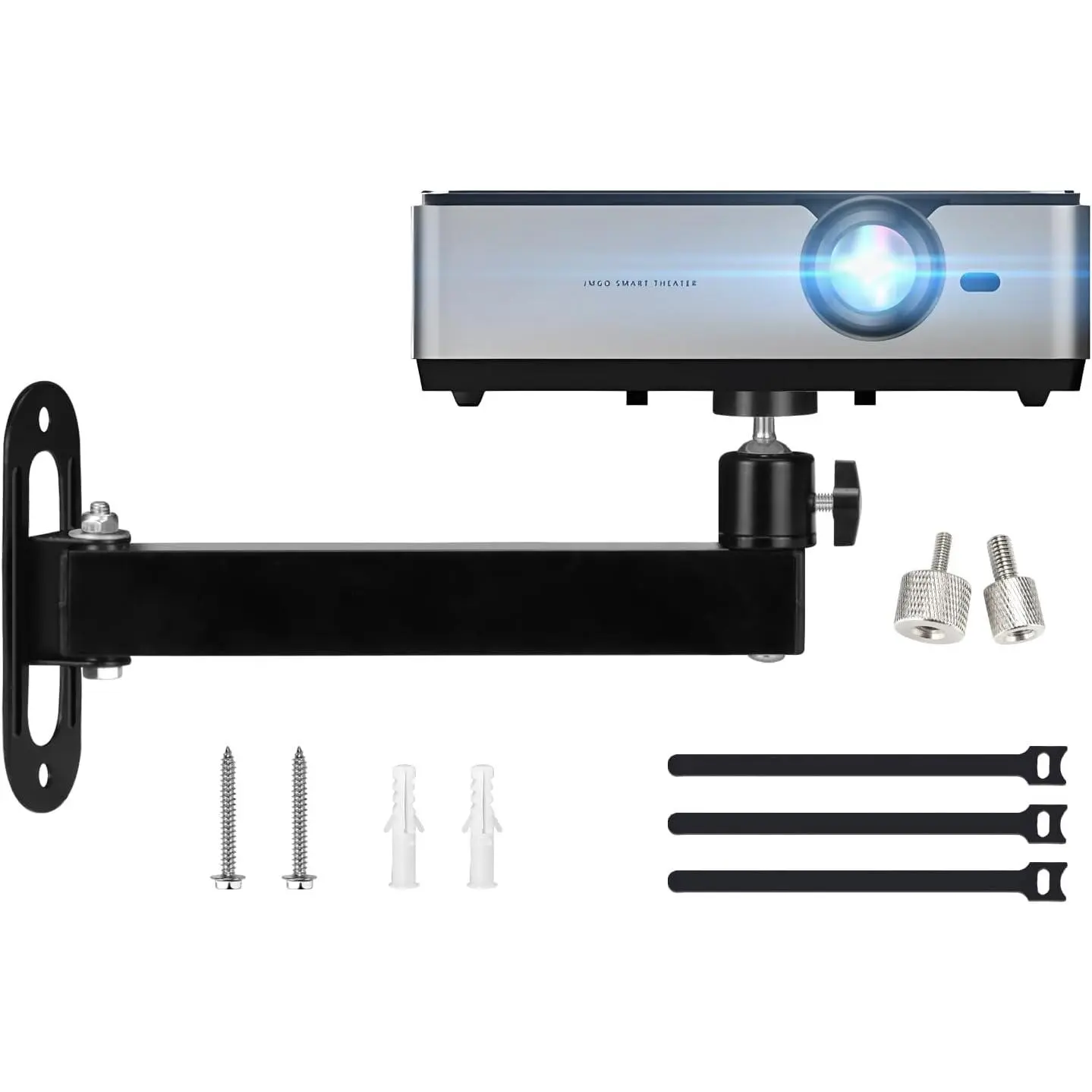 Projector Wall Mount Mini Projector Mount Length 7.87IN / 0CM Wall Projectors Mounts Adjustable Bracket 1/4" M4 M6 Screw Size Upgraded Black