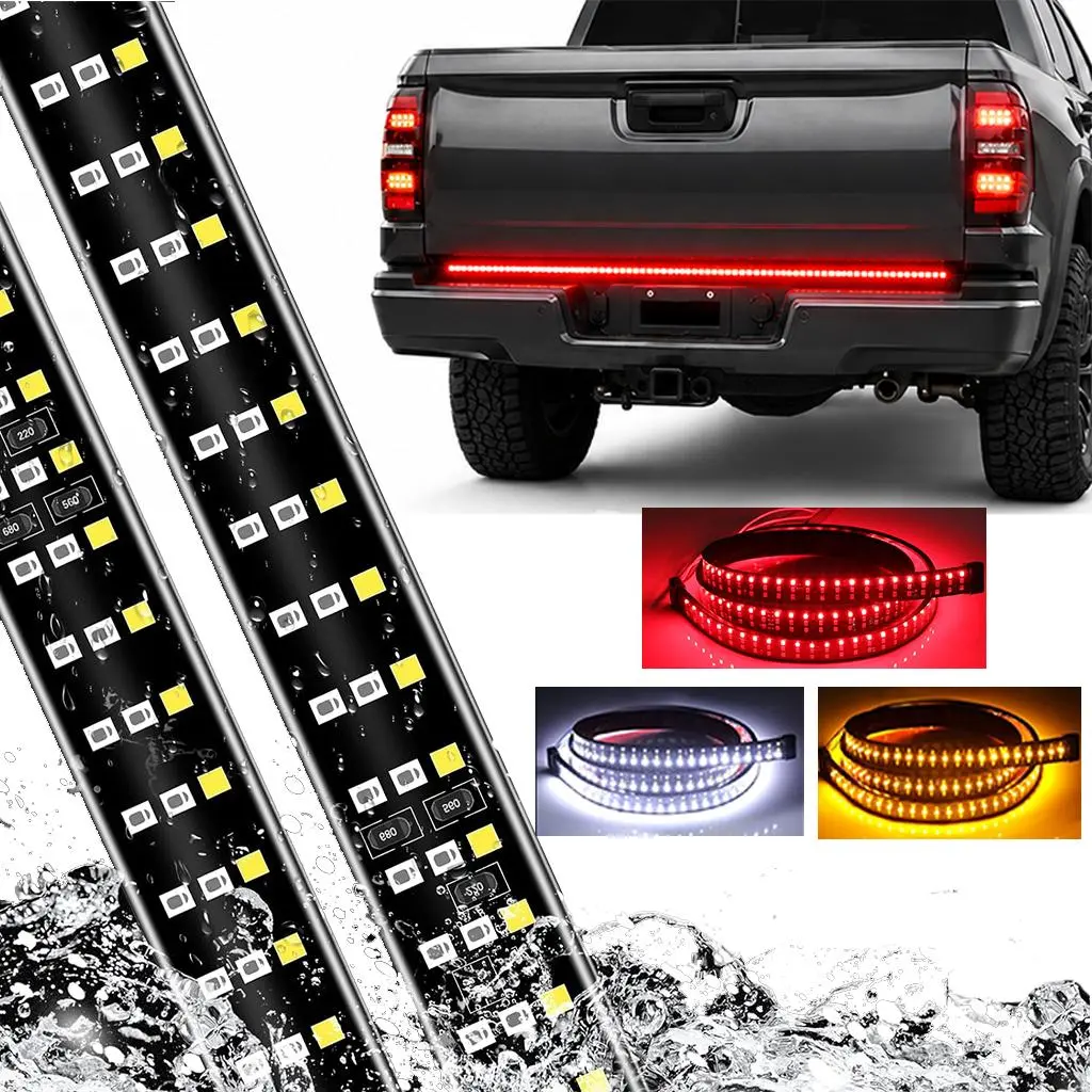 Night Safety LED Tailgate Light for Pickup Trucks, 60 Inch Waterproof Rear Warning Light Bar, Ultra Bright Brake, Reverse & Sequential Turn Signal, Plug & Play