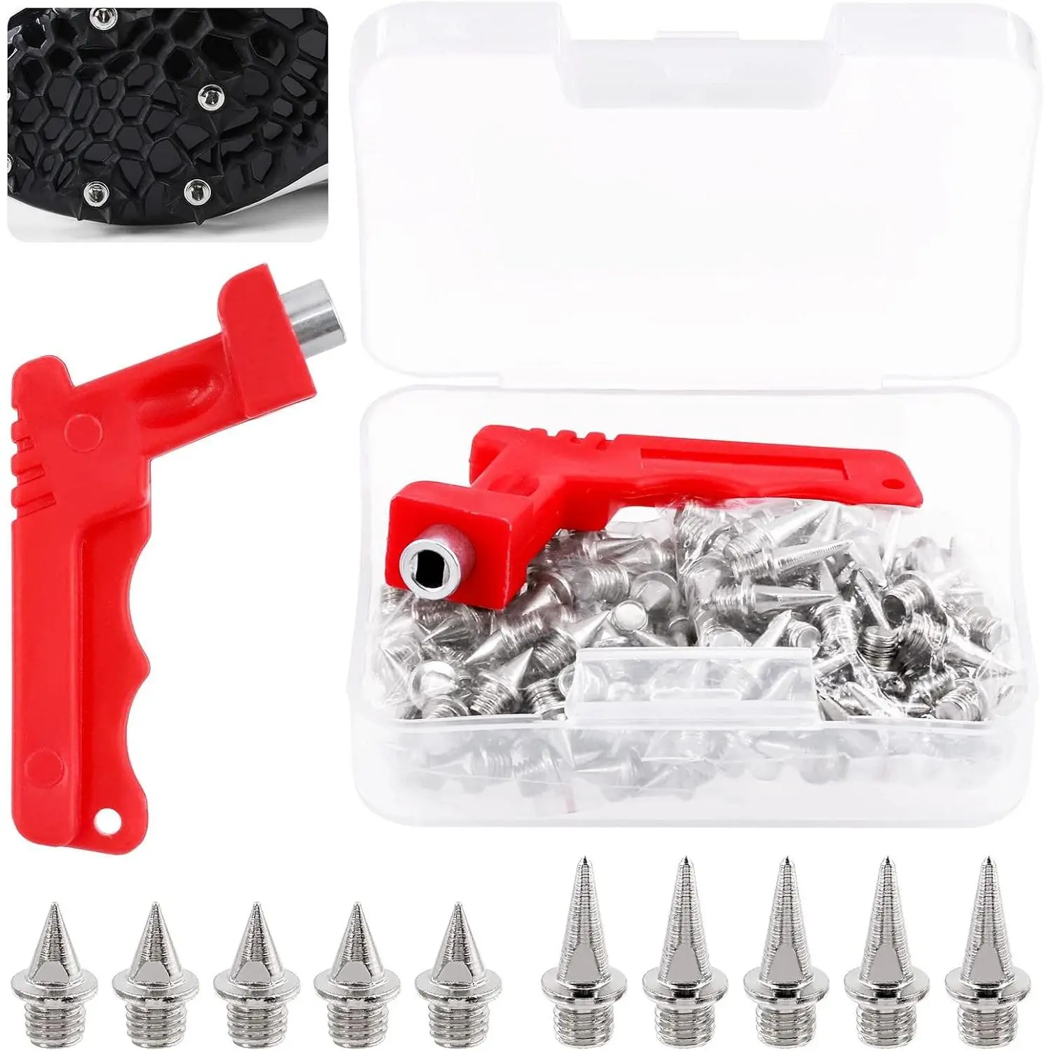 121 Pcs 1/4" & 1/2" Stainless Steel Track and Cross Country Spikes with Spike Wrench, Replacement Spikes for Sprint, High Jumping, Running Shoes