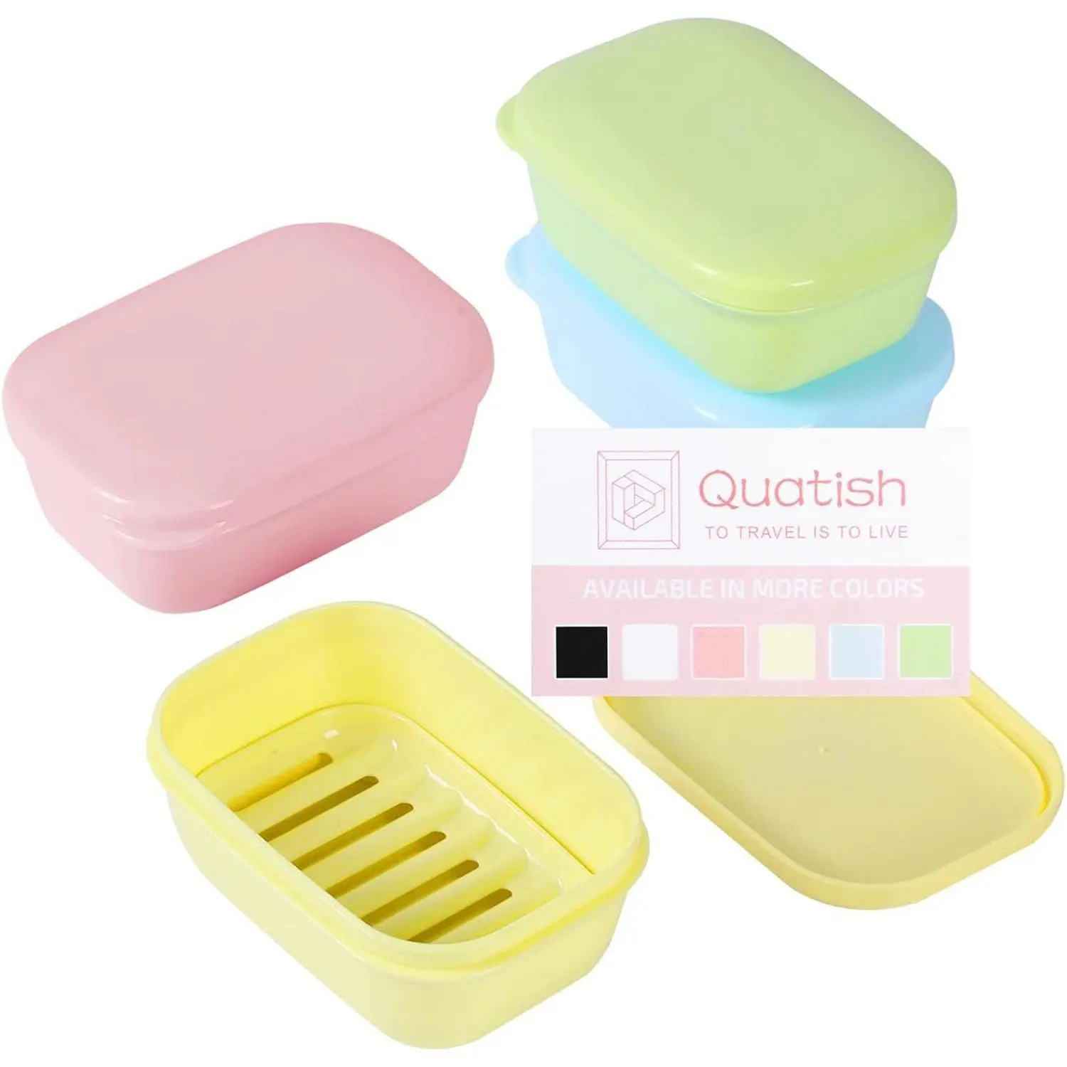 4 count Soap Holder, Travel Soap Container with Lid, Portable Bar Soap Case, Leakproof Soap Box with Perforations, Soap Dishes for Traveling, Camping, Gym