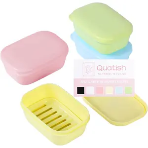 4 count Soap Holder, Travel Soap Container with Lid, Portable Bar Soap Case, Leakproof Soap Box with Perforations, Soap Dishes for Traveling, Camping, Gym