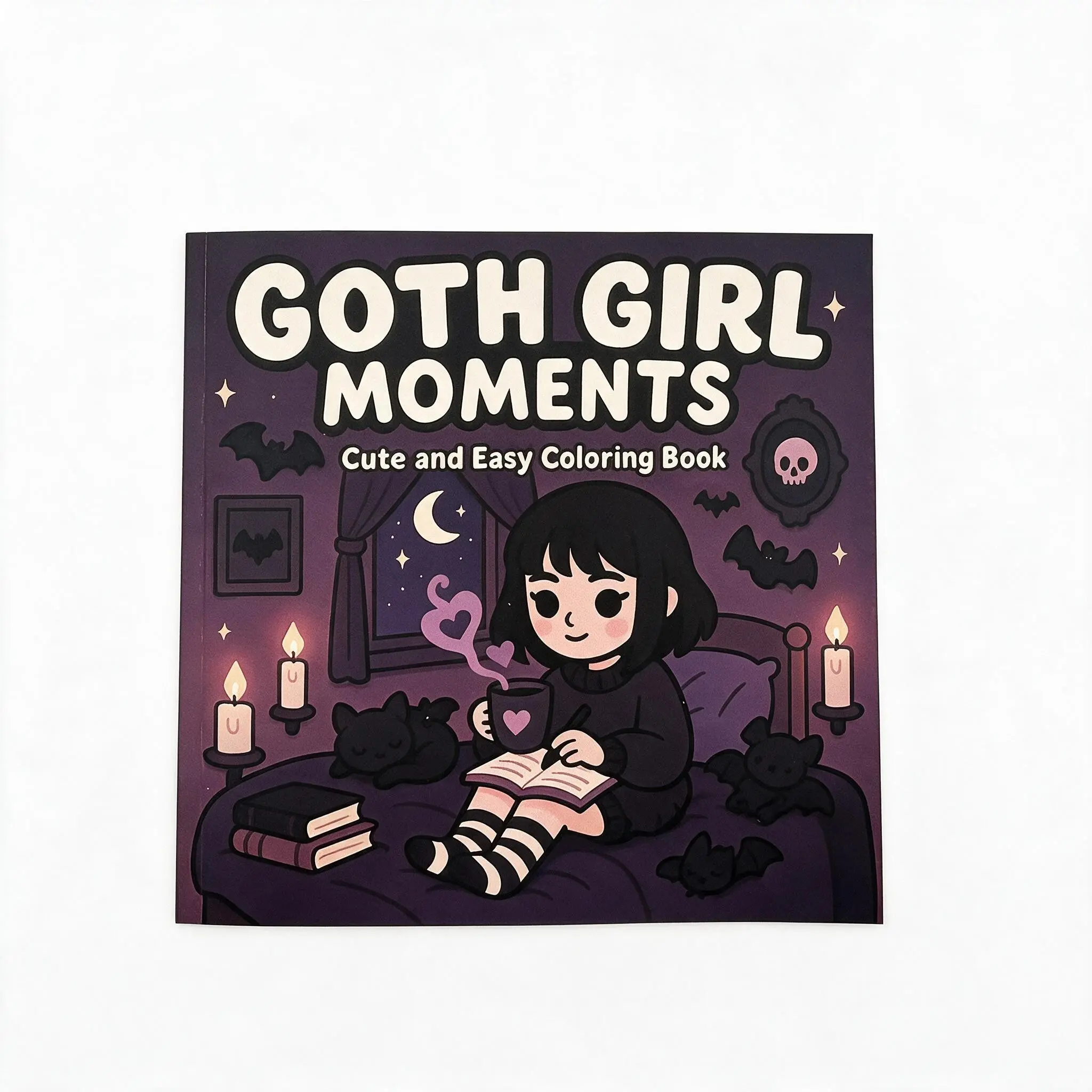 Cute Q Version Gothic Girl Coloring Book, Easy Thick Lines Beginner Friendly Stress Relief Doodle Book, Perfect for Relaxing and Creative Fun