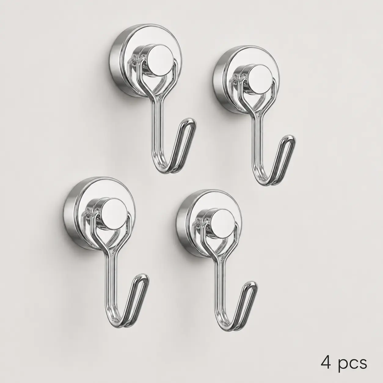 4Pack Strong Magnetic Rotating Hooks, 55LB Neodymium Magnet Hooks for Metal Surfaces,180° Rotating Magnet Hooks with Protective Rubber Ring, Flexible Hanging Hooks for Kitchen, Office, Cruise & Garage,table