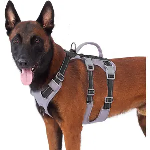 Reflective Dog Harness with Handle, Escape Proof, No Slip, Breathable, Lightweight, Adjustable Lift Harness for Small, Medium, Large Dogs Walking, Training, Running Gear (Black,L)