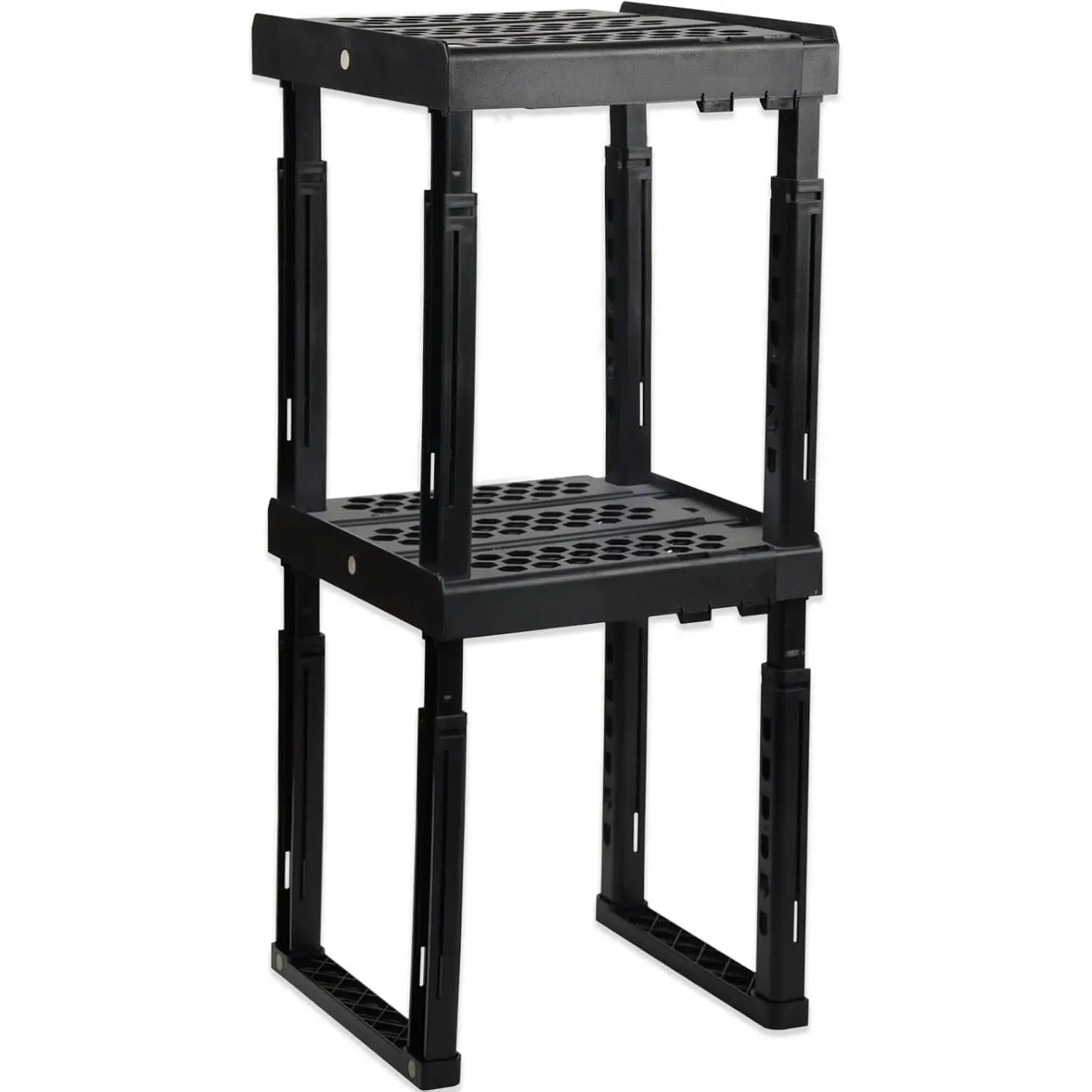 Adjustable Locker Shelf Organizer – Back to School Essentials Locker Organizer for Girls & Boys – Expandable Height & Width, Stackable, Durable, Fits Most Standard Lockers, Black, Pack of 2