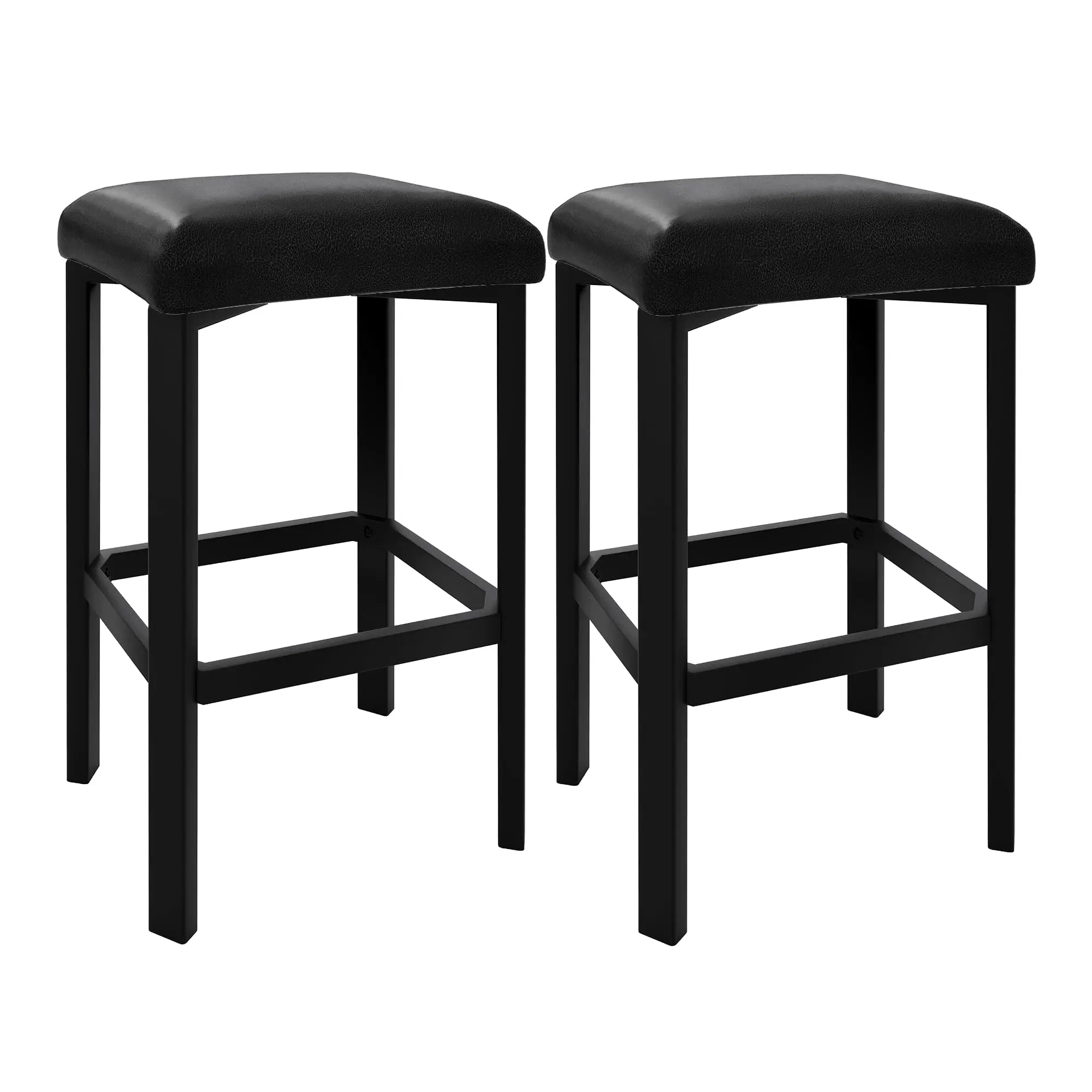 24 Inch Counter Height Bar Stools Set, Modern Swivel Kitchen Island Chairs with Back, Thick Cushion PU Leather, 300lbs Capacity, Adjustable Feet, Easy Assembly