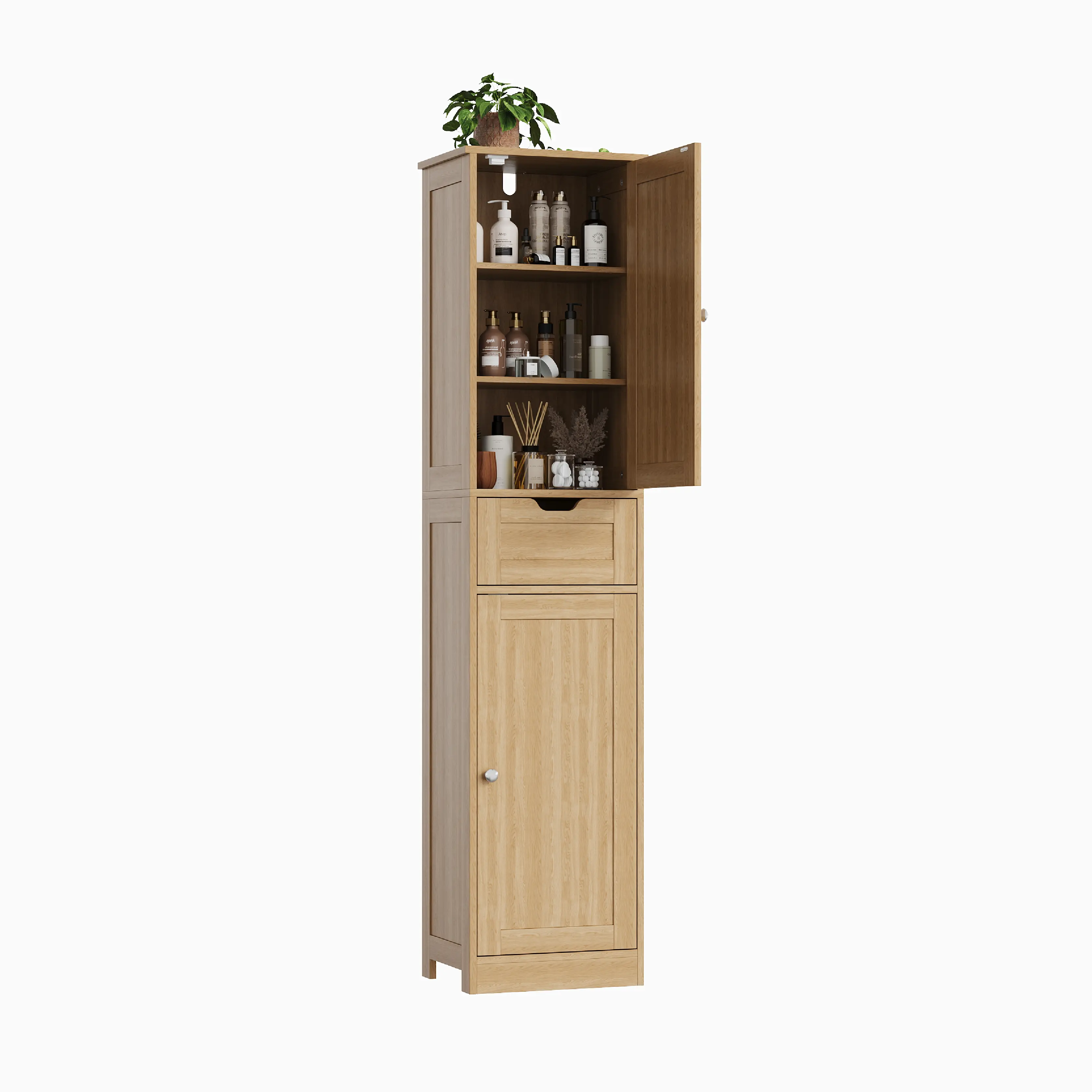 Slim Bathroom Storage Cabinet – Vertical Organizer Rack, Robust Particle Board, Appropriate for Basin Area