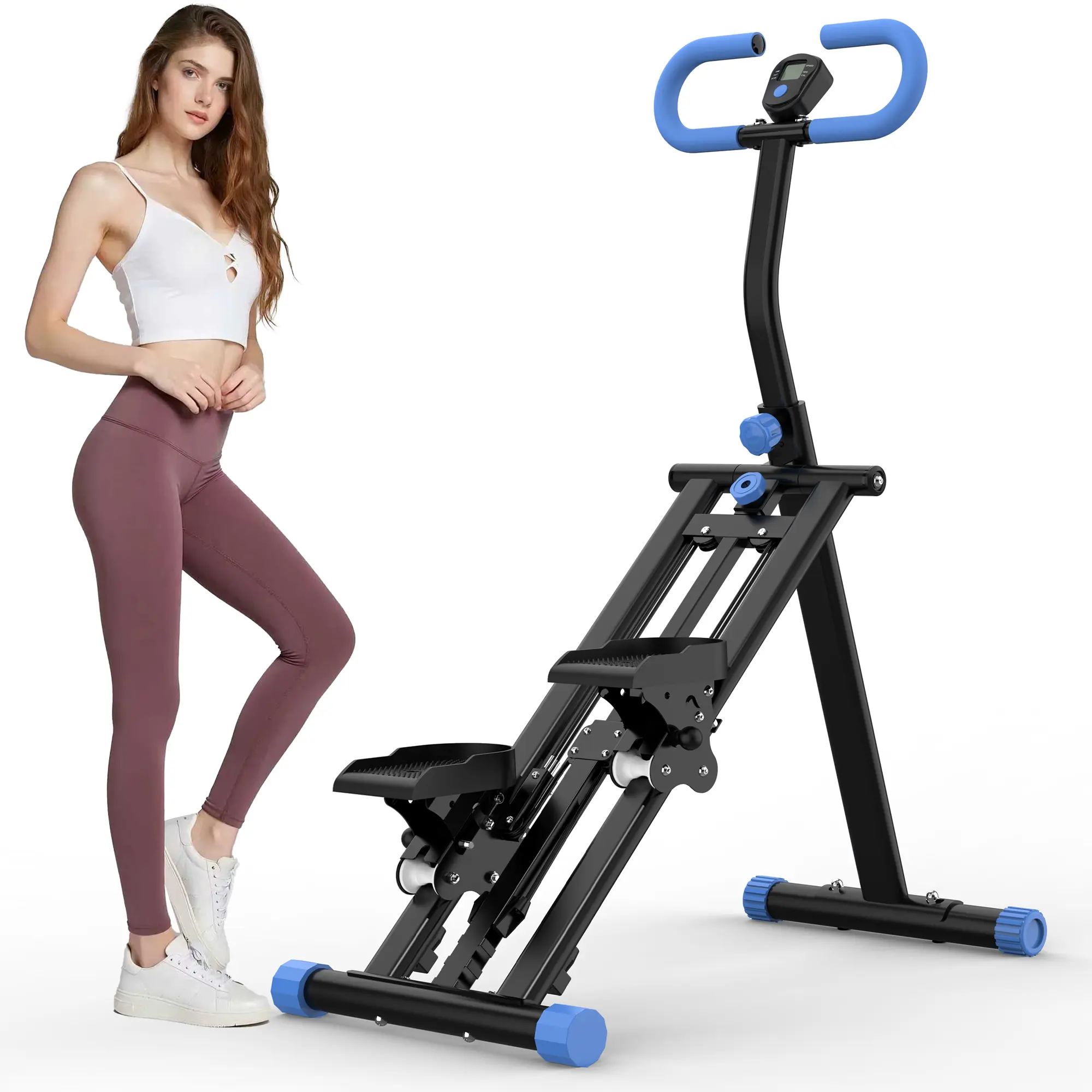 Stair Stepper With Resistance Home-Upgrade Vertical Climber Workout Machine For Full-Body Exercise Climber Fitness Equipment With Stable Frame Adjustable Handlebar-Black Blue campingessentials