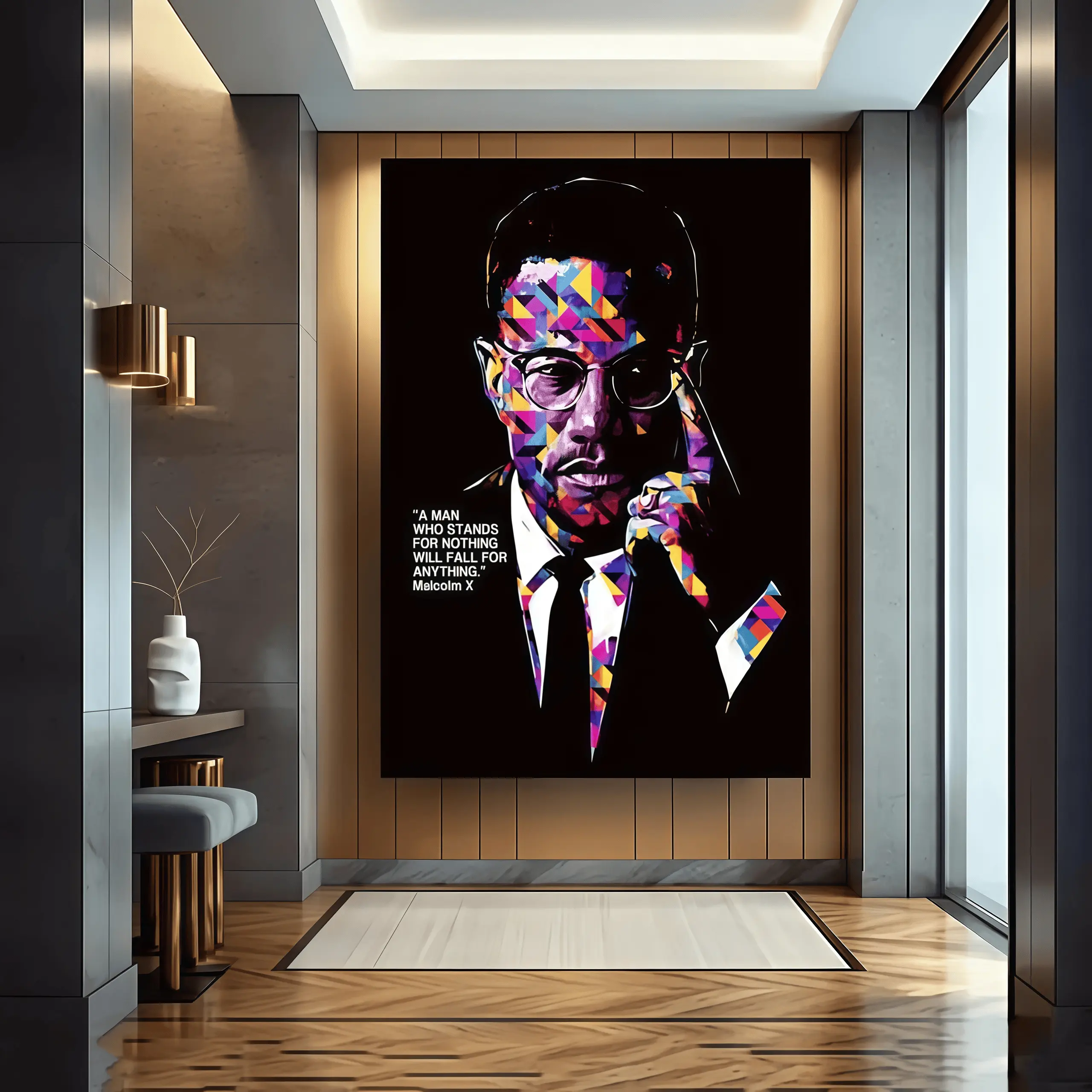 Inspirational Artistic Canvas Wall Art, Vibrant Mosaic Portrait Painting, Assorted Art Prints, Motivational Portrait Artwork, Historical Figure Wall Decor, Cultural Wall Decoration, Inspirational Quote Art, Living Room Decor, Office Wall Art, Modern Home
