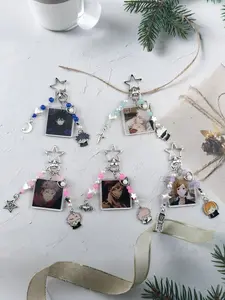 Cool Anime Beaded Keychain, Square Acrylic Tag with Star Moon Accessories, Fashion Keychain, Vibrant Colors, Perfect for Bags or Gifts, Versatile Use